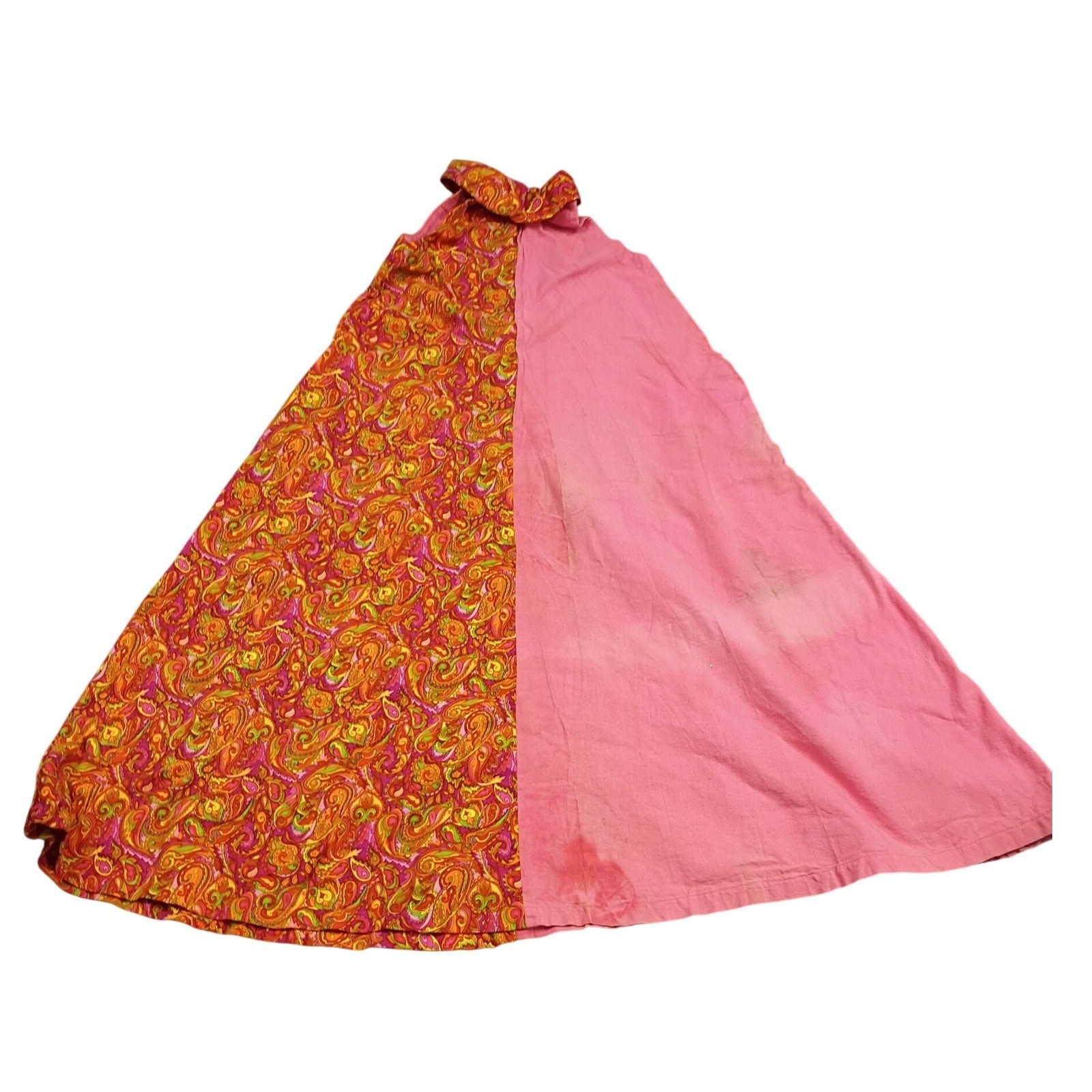 Vintage Maxi Dress Womens S Pink Orange Paisley Mod Vintage Psychedelic 60s 70s