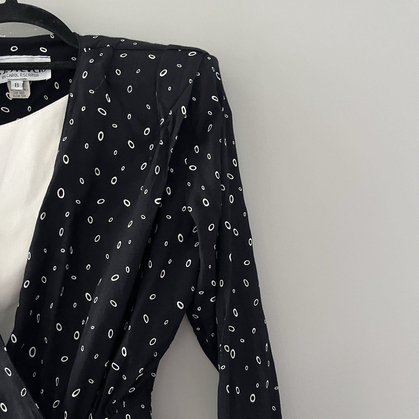 Vintage 80s R J Stevens Black and White Dot Dress Career Work Size 8