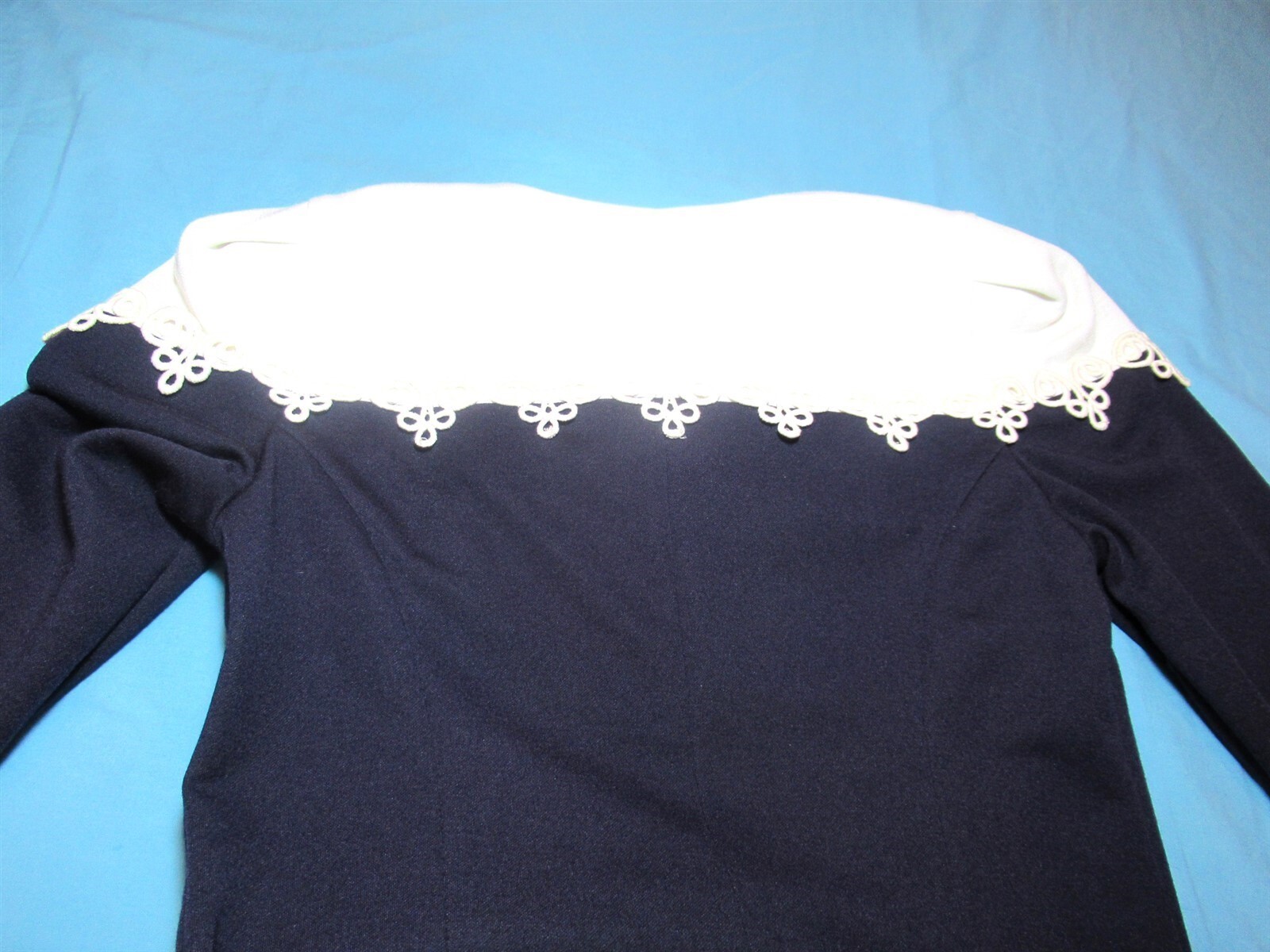 NWT Vtg 90s Leslie Fay Petite Collections 6 Navy with Gold Button Front Dress