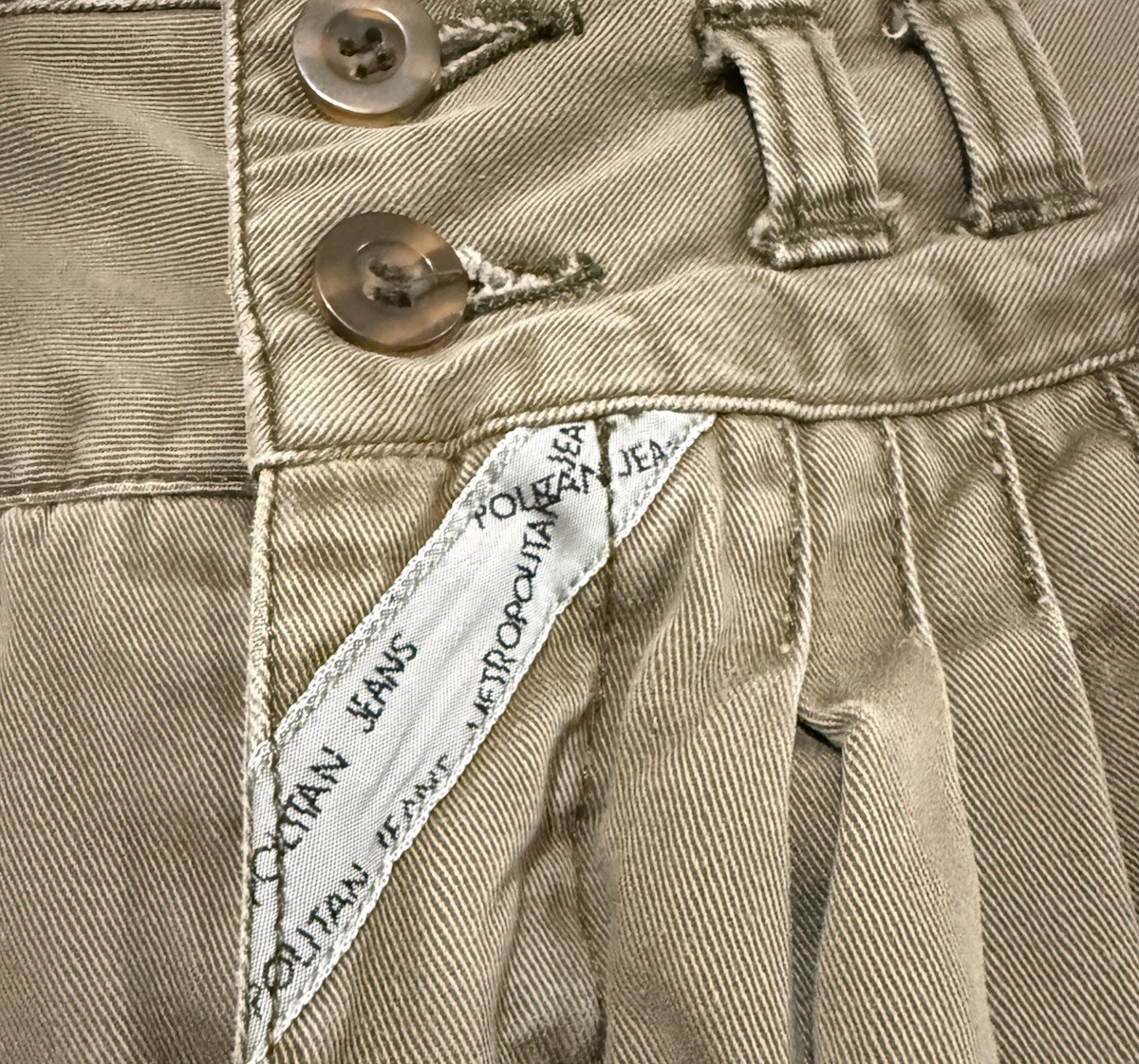 Vintage Y2K Jordache High Waist Jeans Khaki Barrel Leg Size 7/8 Pleats Mom Jeans