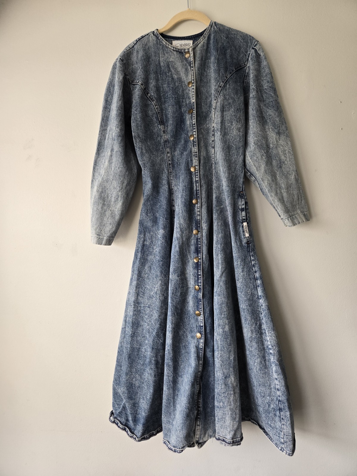 Vintage IDEAS Acid Wash Denim Dress No Size Tag estimate It to Be A SMALL
