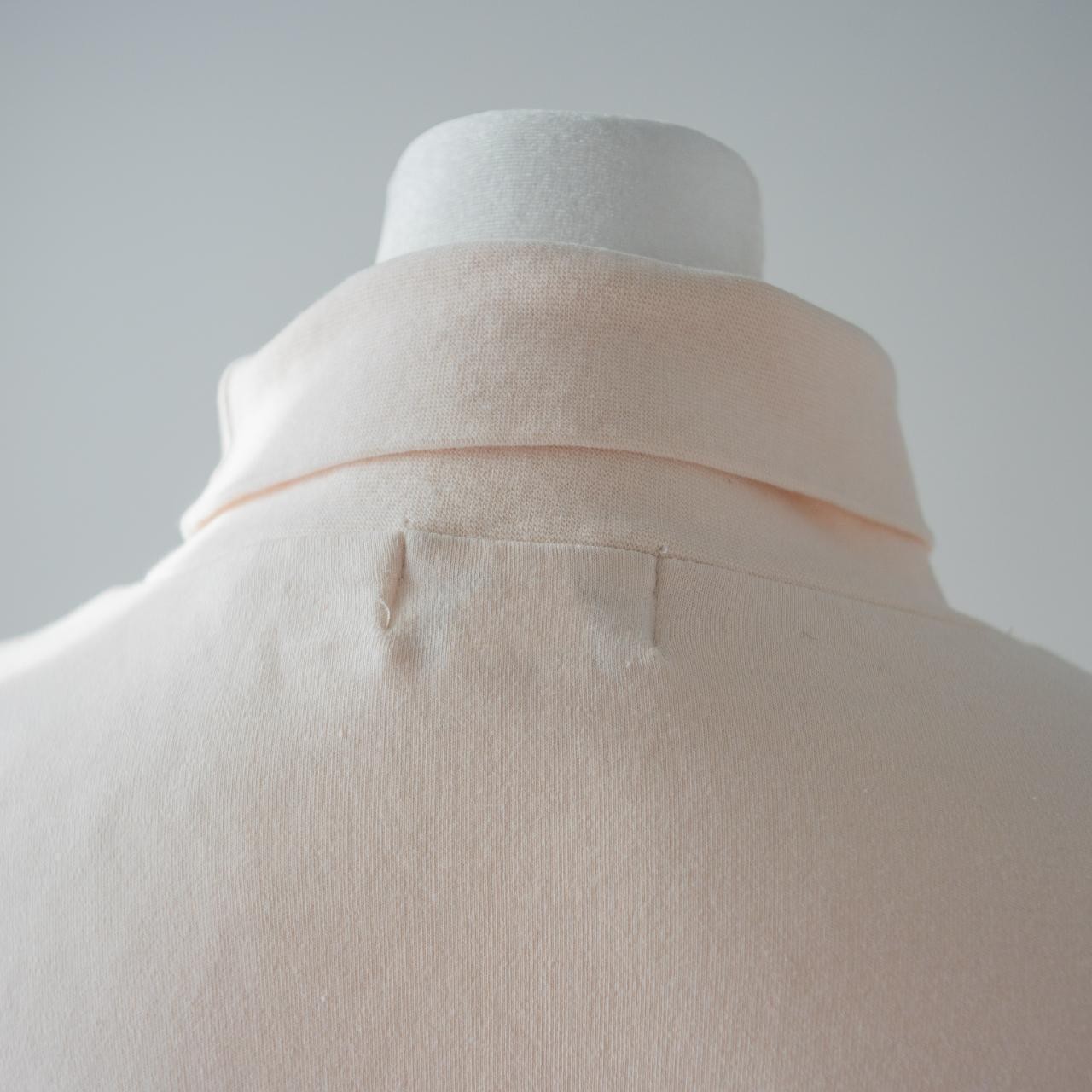 Vintage Cotton 80s Muted Pastel Pink Cream Turtleneck with logo emblem applique