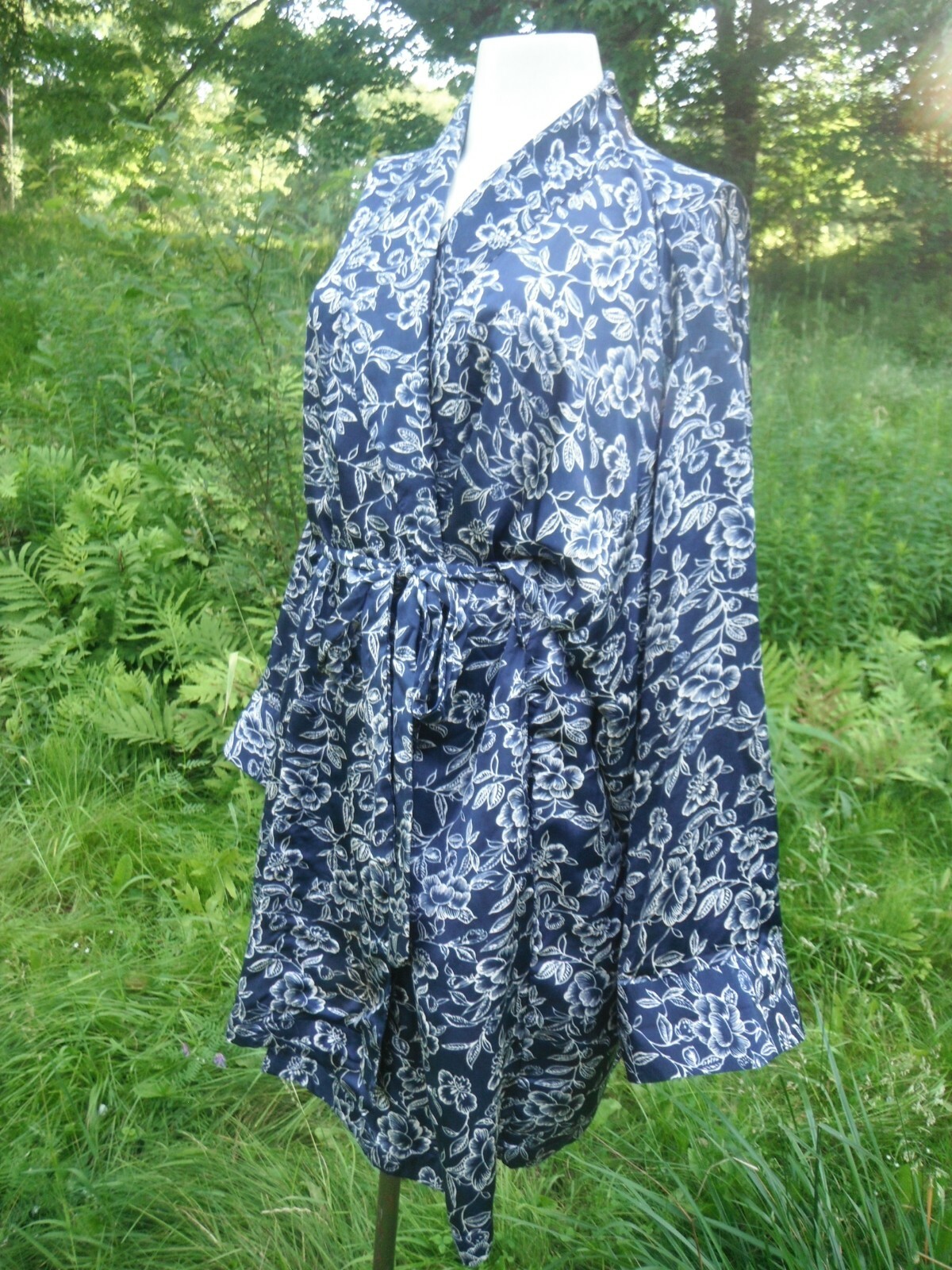 SPLENDIDA For LA SENZA 100% silk wrap style robe HIPPIE FLORAL lounge wear L