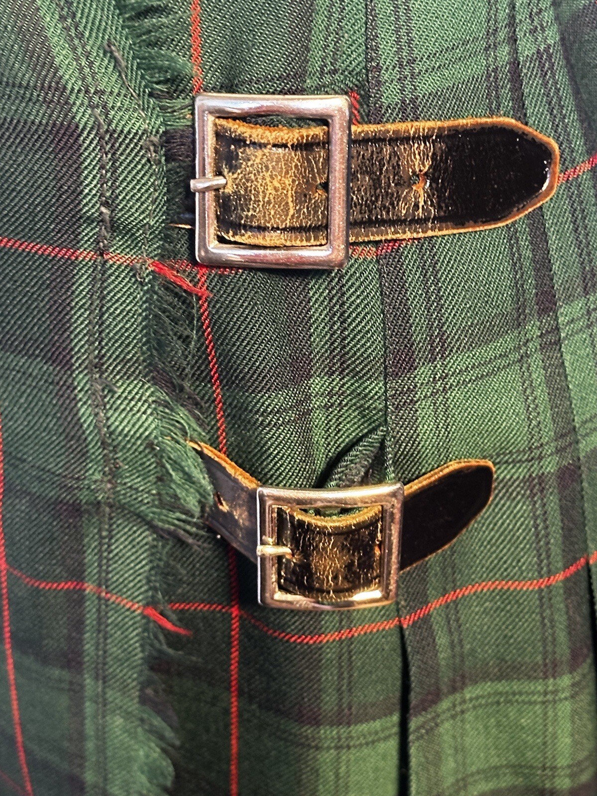 Vintage Florence Walsh Green Blue Red Plaid Kilt Skirt Sz XS Pre-owned
