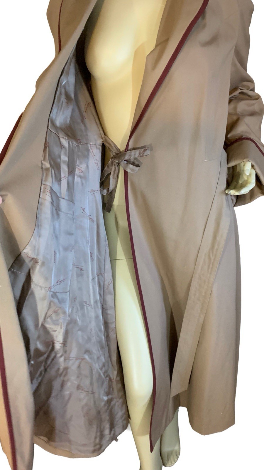 ETIENNE AIGNER VINTAGE 1970’S BROWN & BURGUNDY TRENCH COAT SZ 10