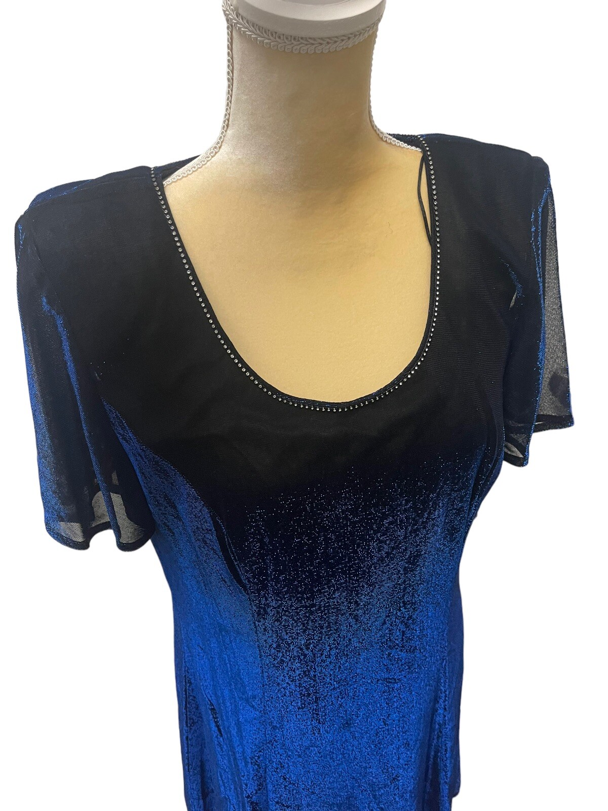 New Vintage Dress 80’s 90’s Molly Malloy Evening 12 Formal Blue Metallic USA