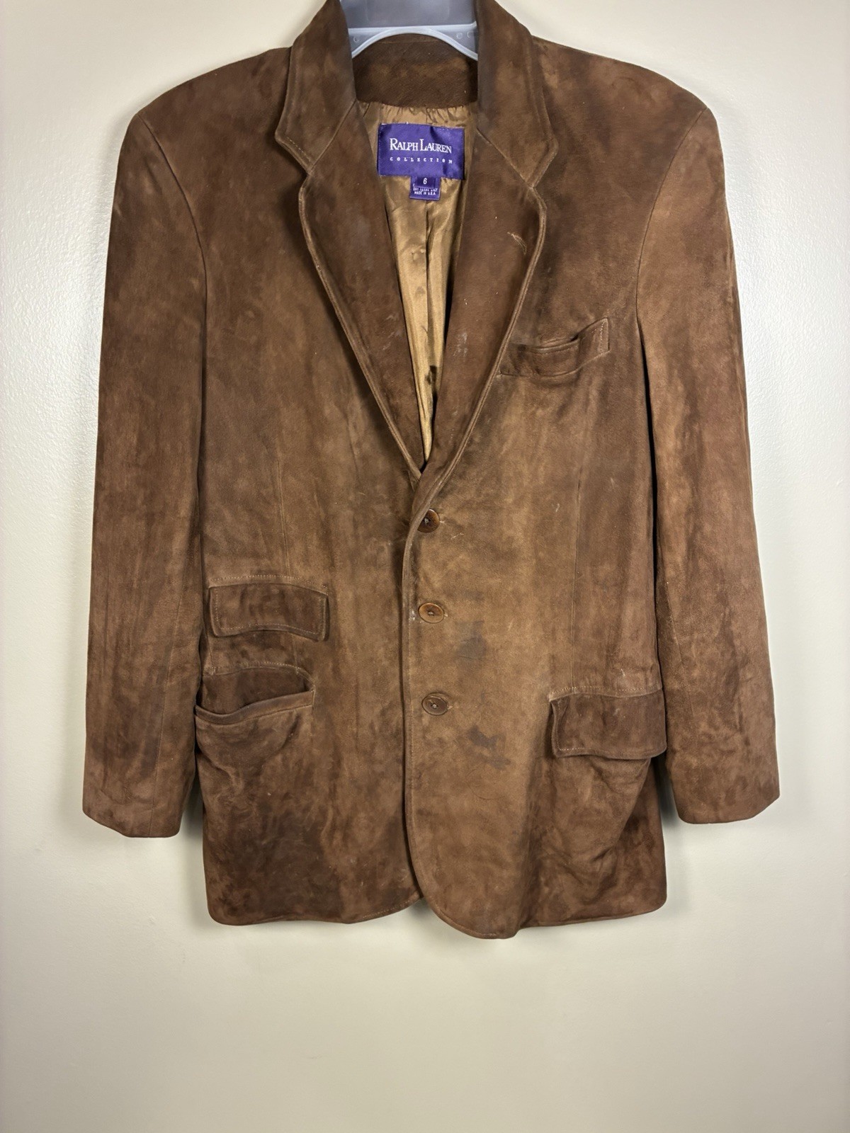 Ralph Lauren VTG Purple Label Collection 100% Suede Blazer Jacket Women’s 6