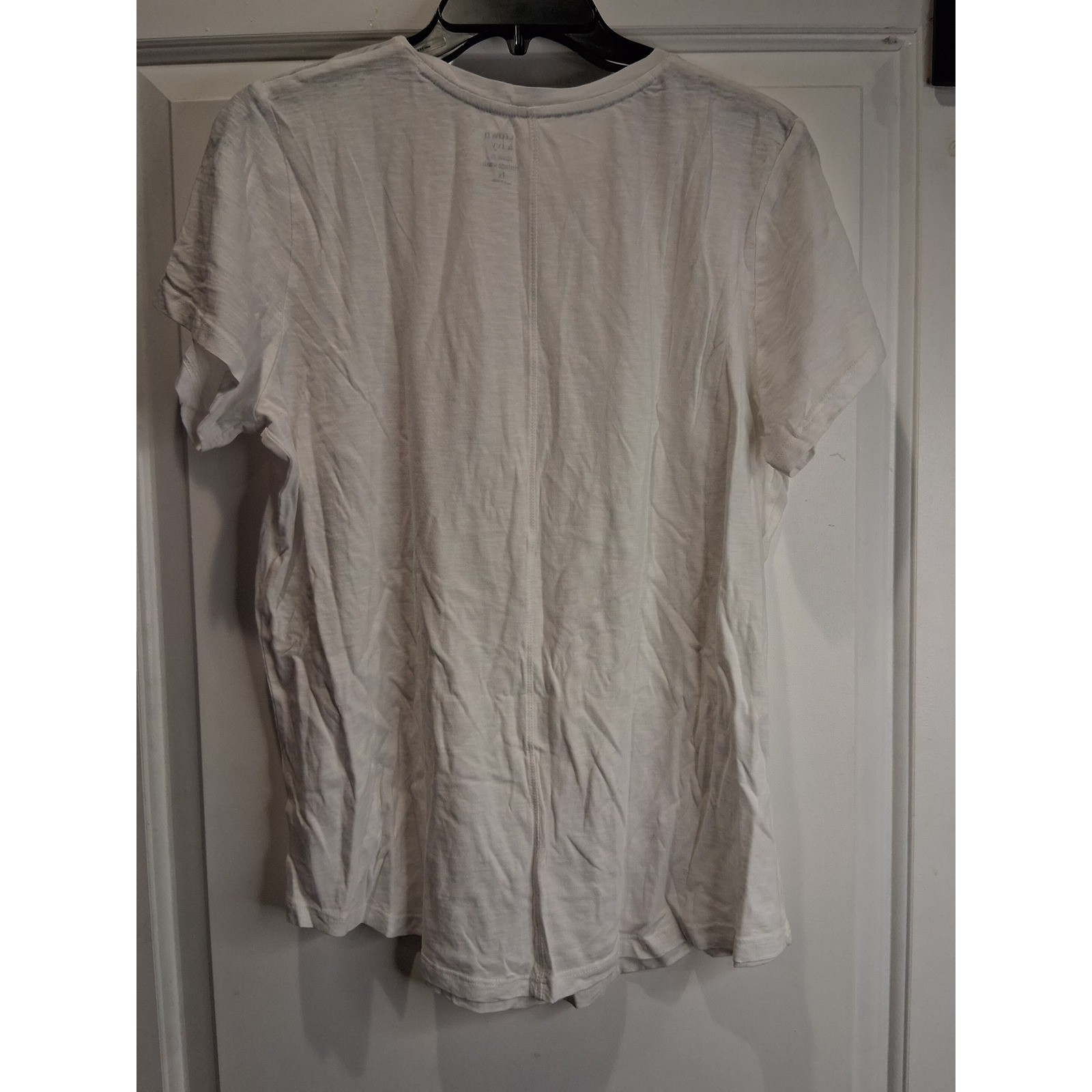 Crown & Ivy Top 1X White Classic Fit Vintage Wash Casual Short Sleeve Tee