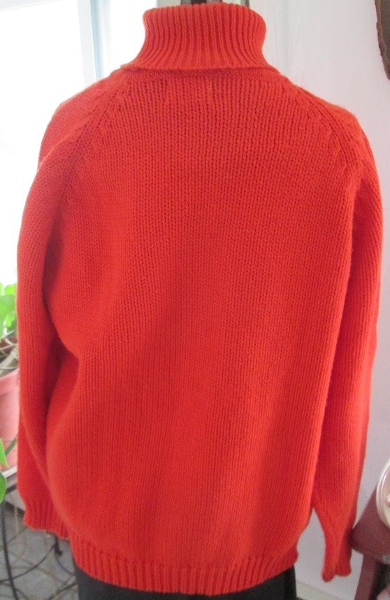 Vintage Chunky Orange Ladies Fisherman’s Sweater 1970s-1980s Acrylic Size L