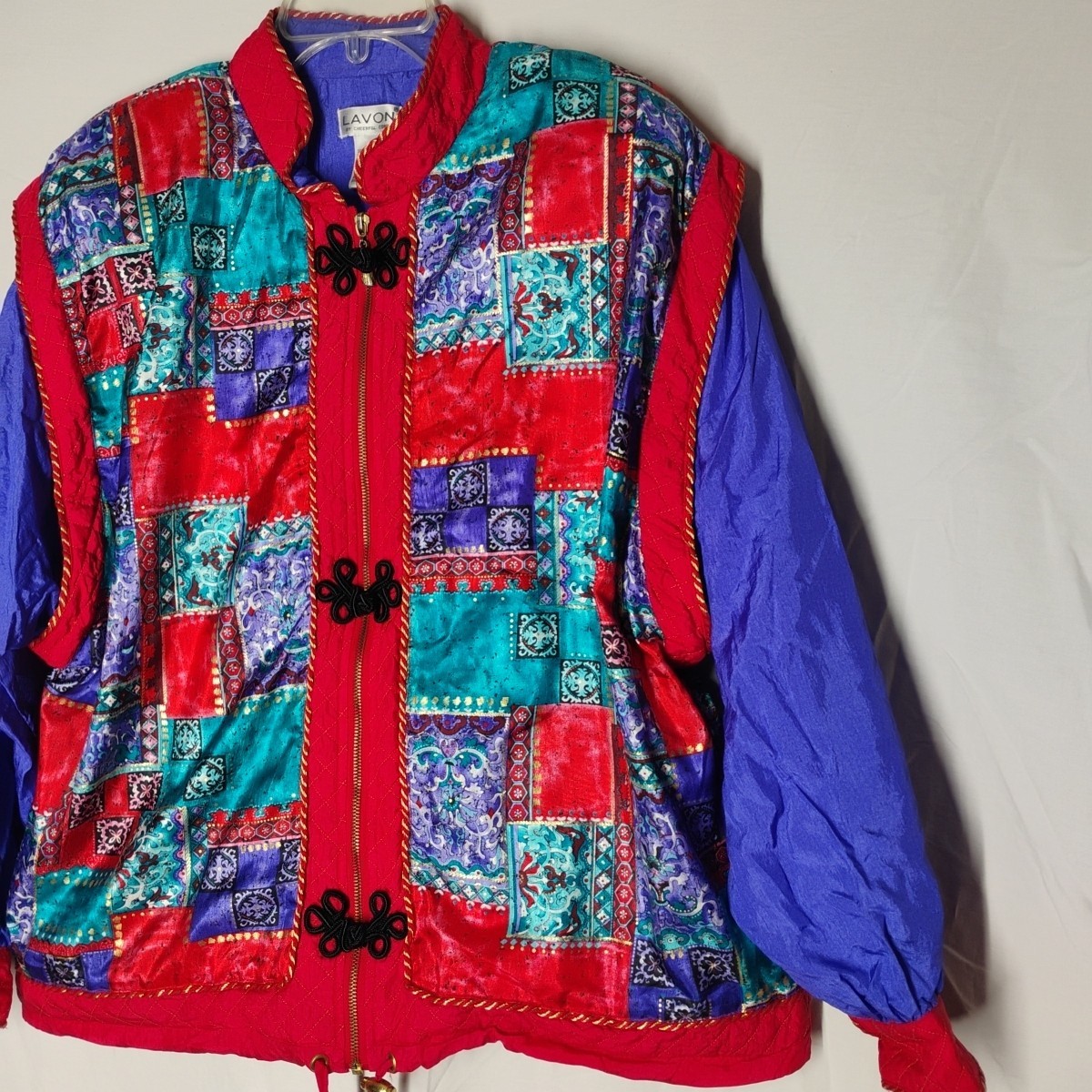 Lavon Vintage 80s 90s Women’s Large Track Suit Jacket Colorful Fancy Minor Flaw