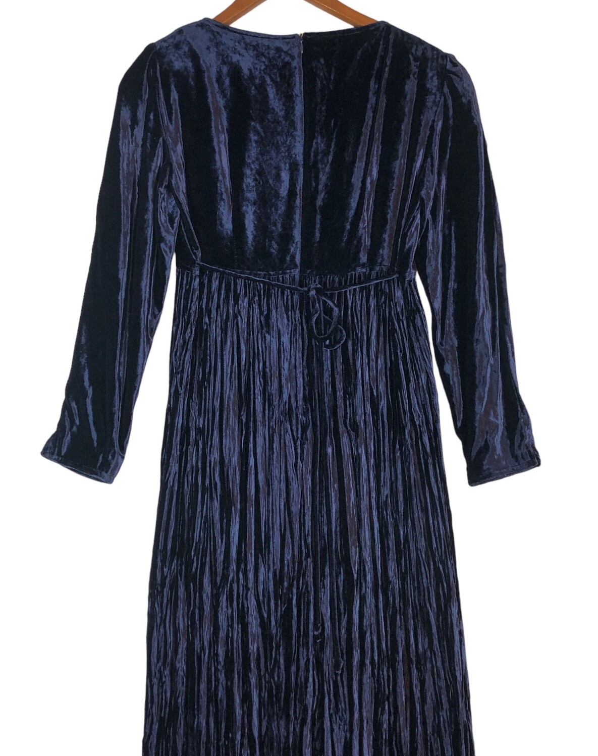 Size 8 Sharon Young Women’s Maxi Dress Navy Blue Crushed Velvet 90s