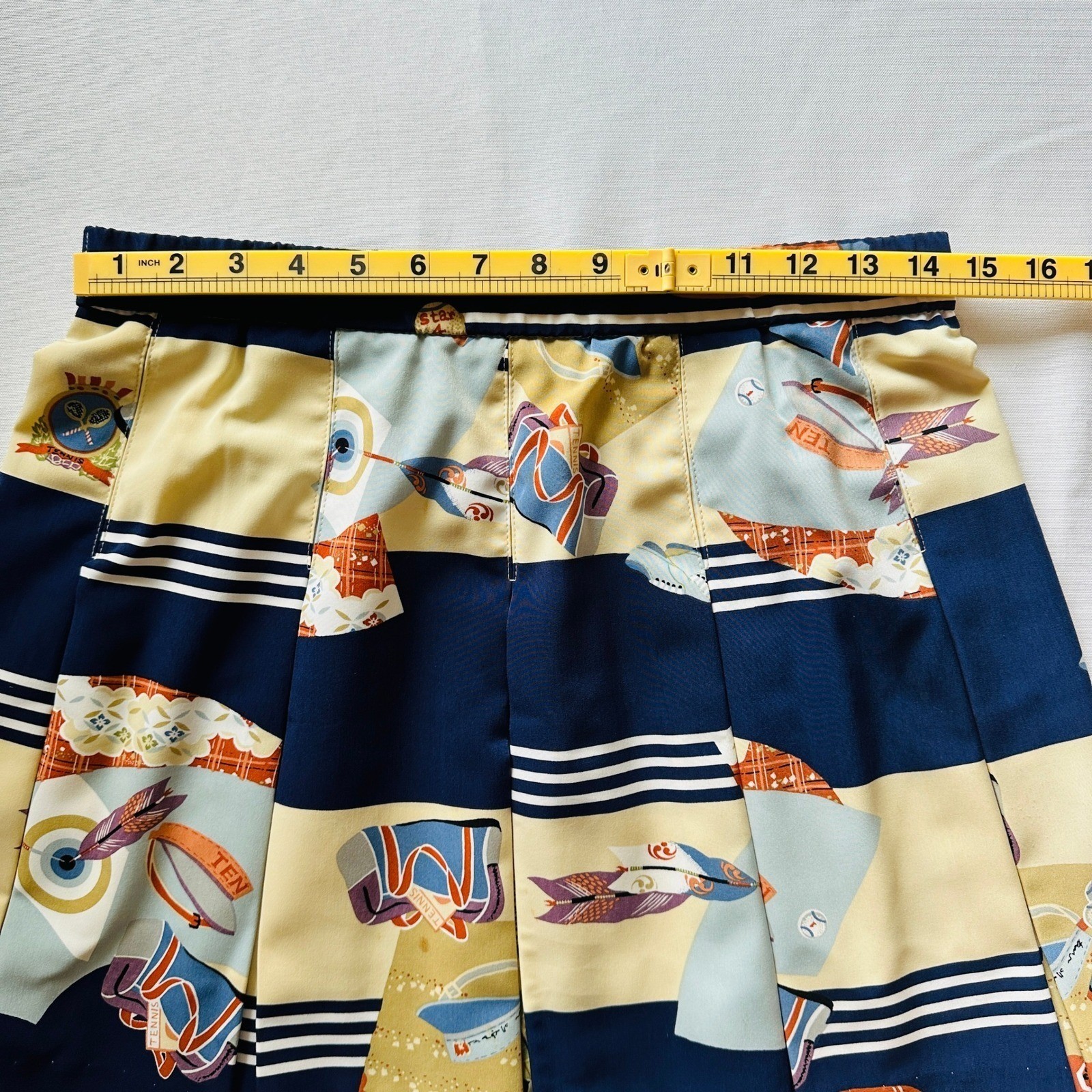 Vintage Marcia Tennis Novelty Print Pleated Mini Skirt 12 Pickleball Resortwear