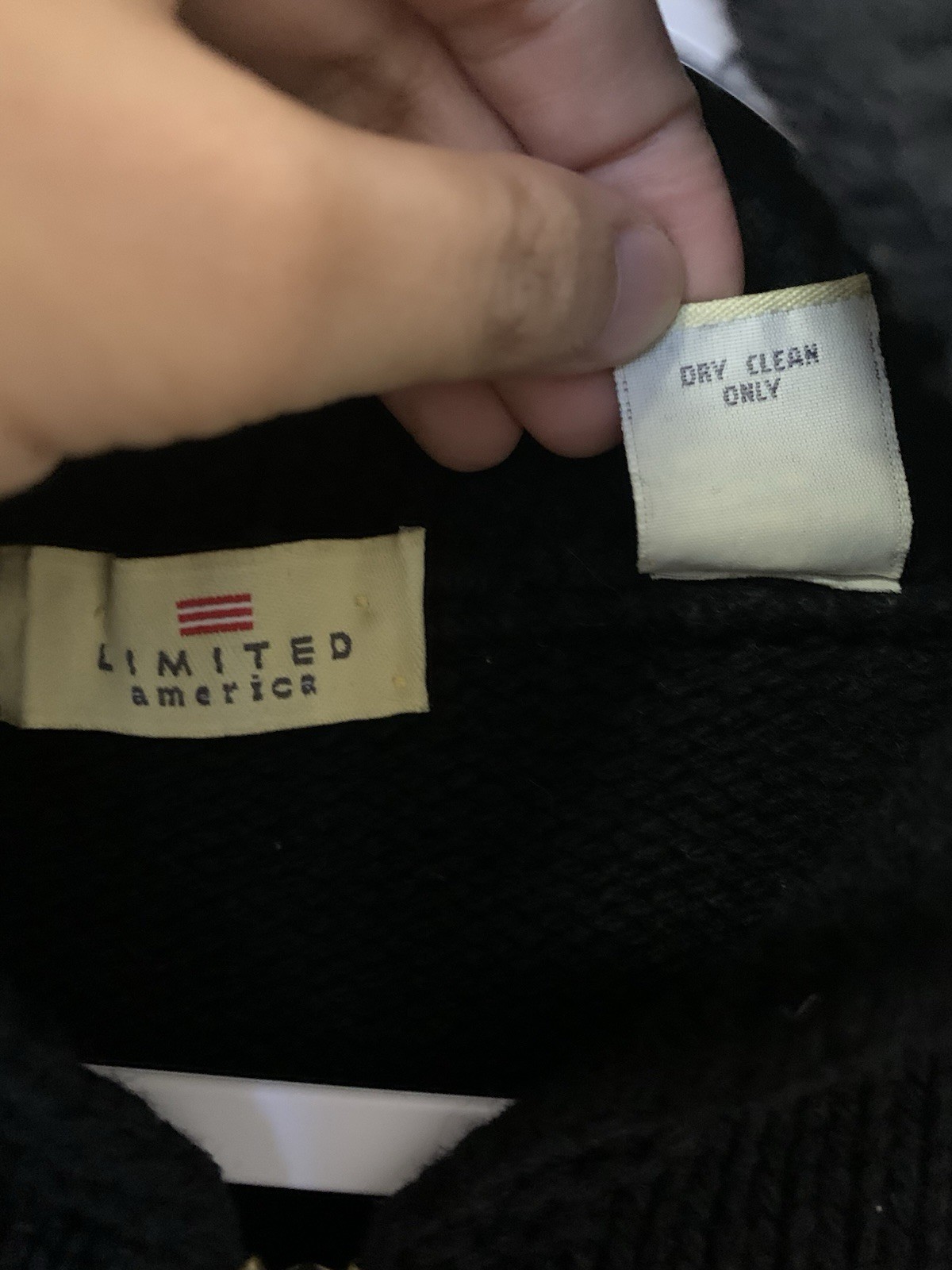 Vtg Limited America Knit Lambswool Black & White Sweater Size M Made In Italy