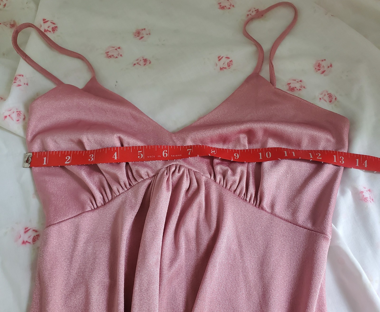 Small Vintage 70s Boho Maxi Spaghetti Strap Dress Pink Lavender Mauve