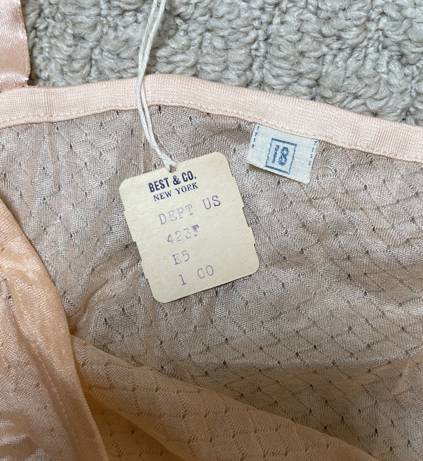 Antique Peachy Pink Pointelle Mini Full Slip S M NOS NWT Lightweight Best & Co