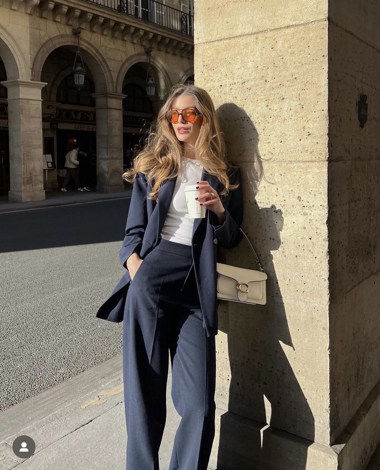 ZARA WOMAN TAILORED SET DOUBLE BREASTED BLAZER JACKET + PANTS NAVY BLUE