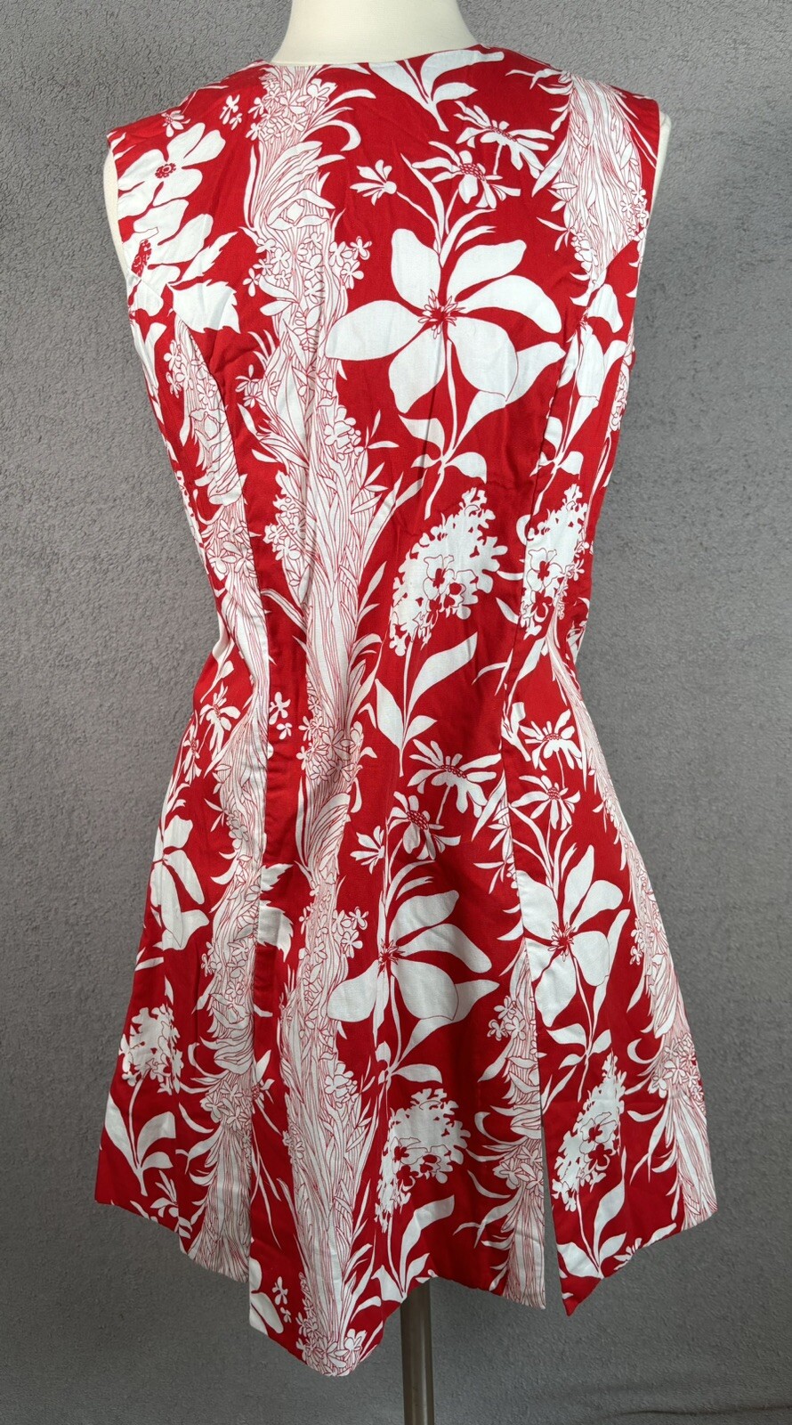 Vintage Haymaker Red Fit And Flare Hawaiian Flora Print Summer Beach Dress M-L