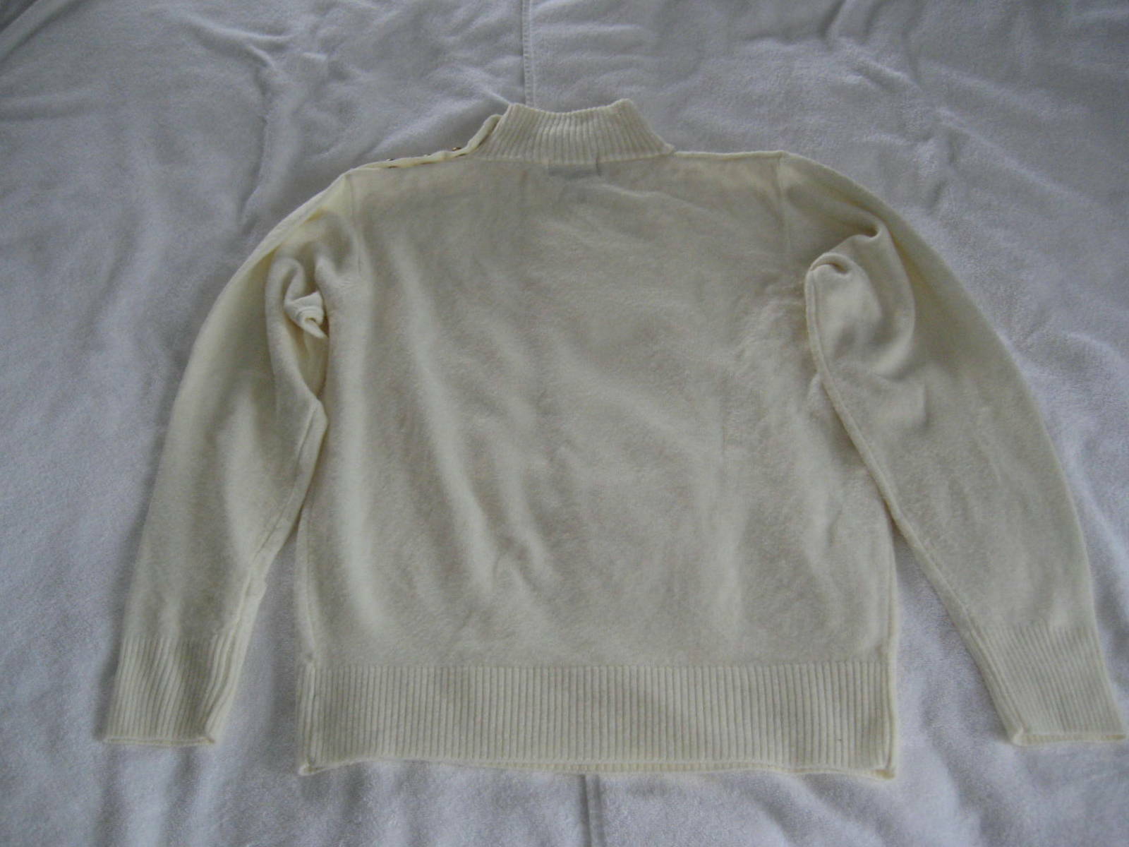 1980s Mark Fore & Strike Cream Ivory Off White Turtleneck Gold Buttons Sz S-M