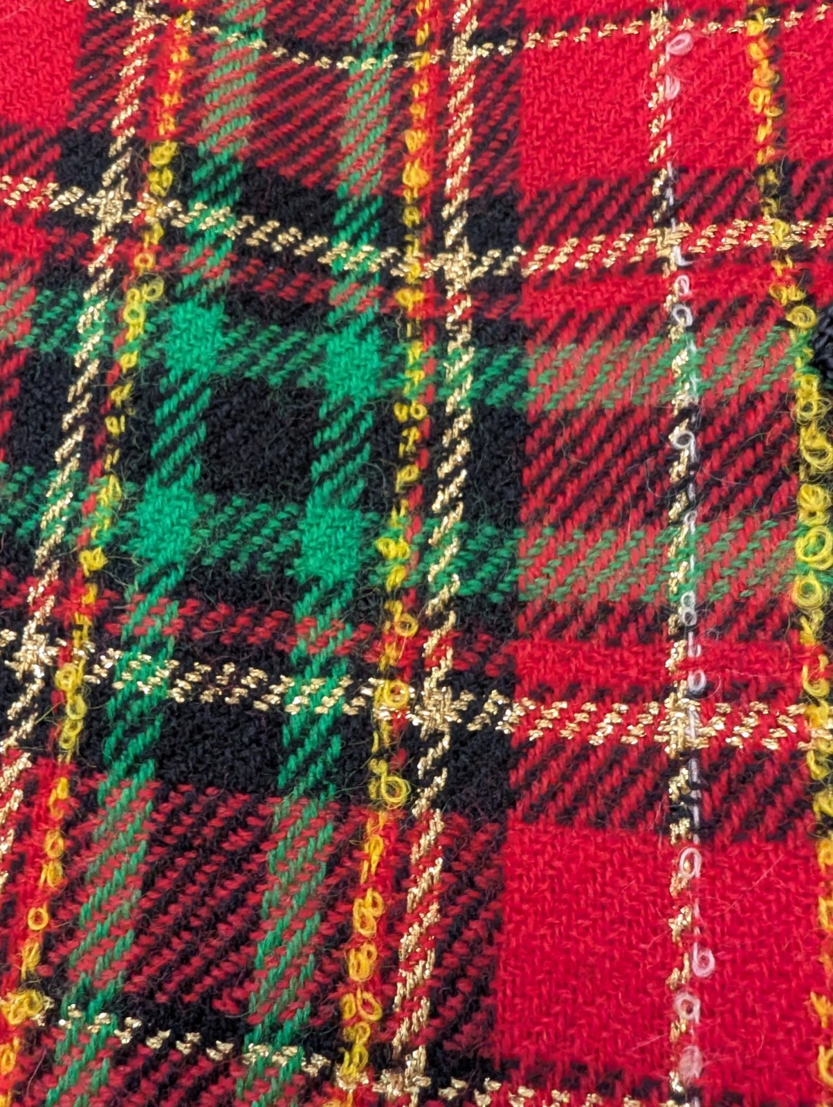 Beautiful Vtg Holiday Malbe Long Sz 10 Plaid Wool Skirt With Gold Thread