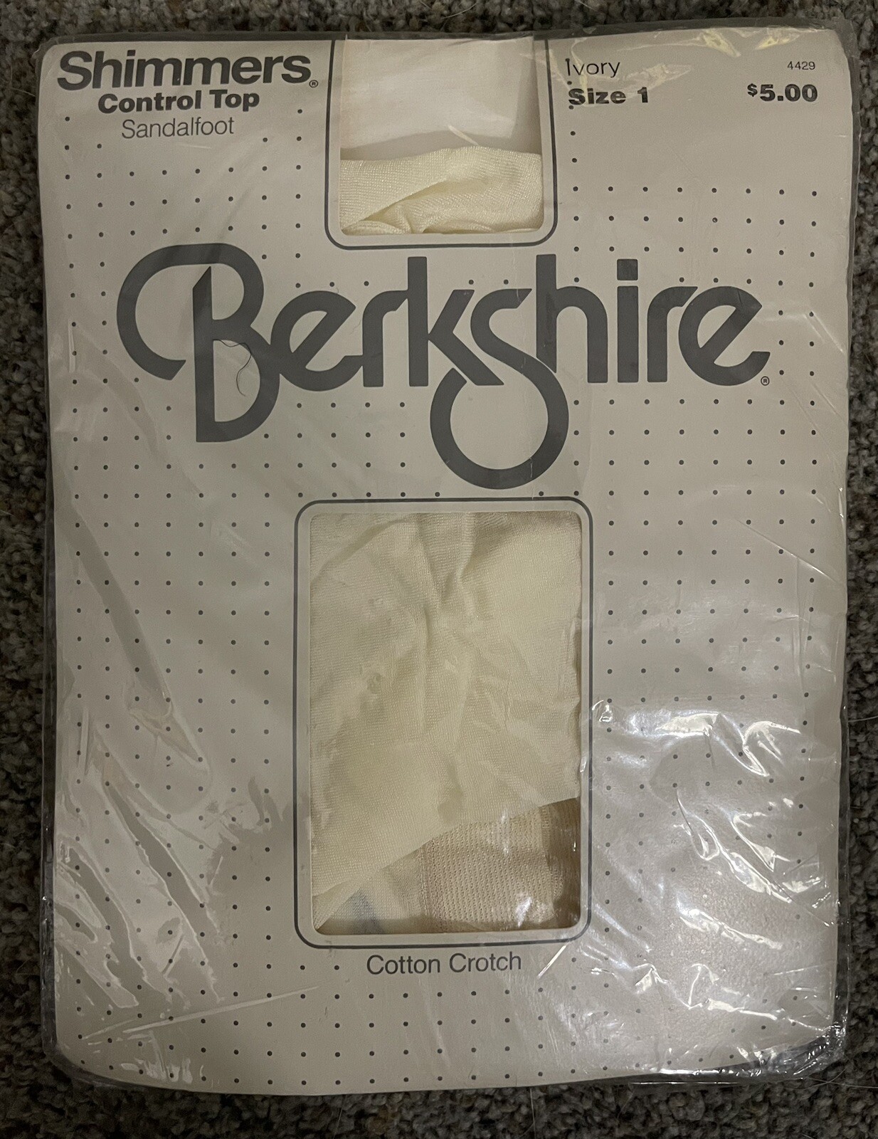 VTG BERKSHIRE SHIMMERS CTRL TOP SANDALFOOT NYLON STOCKINGS PANTYHOSE SZ 1 NOS