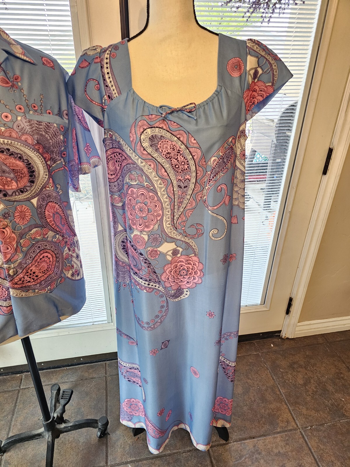 Vintage Ja-Na Of Hawaii Dress Maxi Muu Muu Shirt Set Floral Hawaiian Tropical
