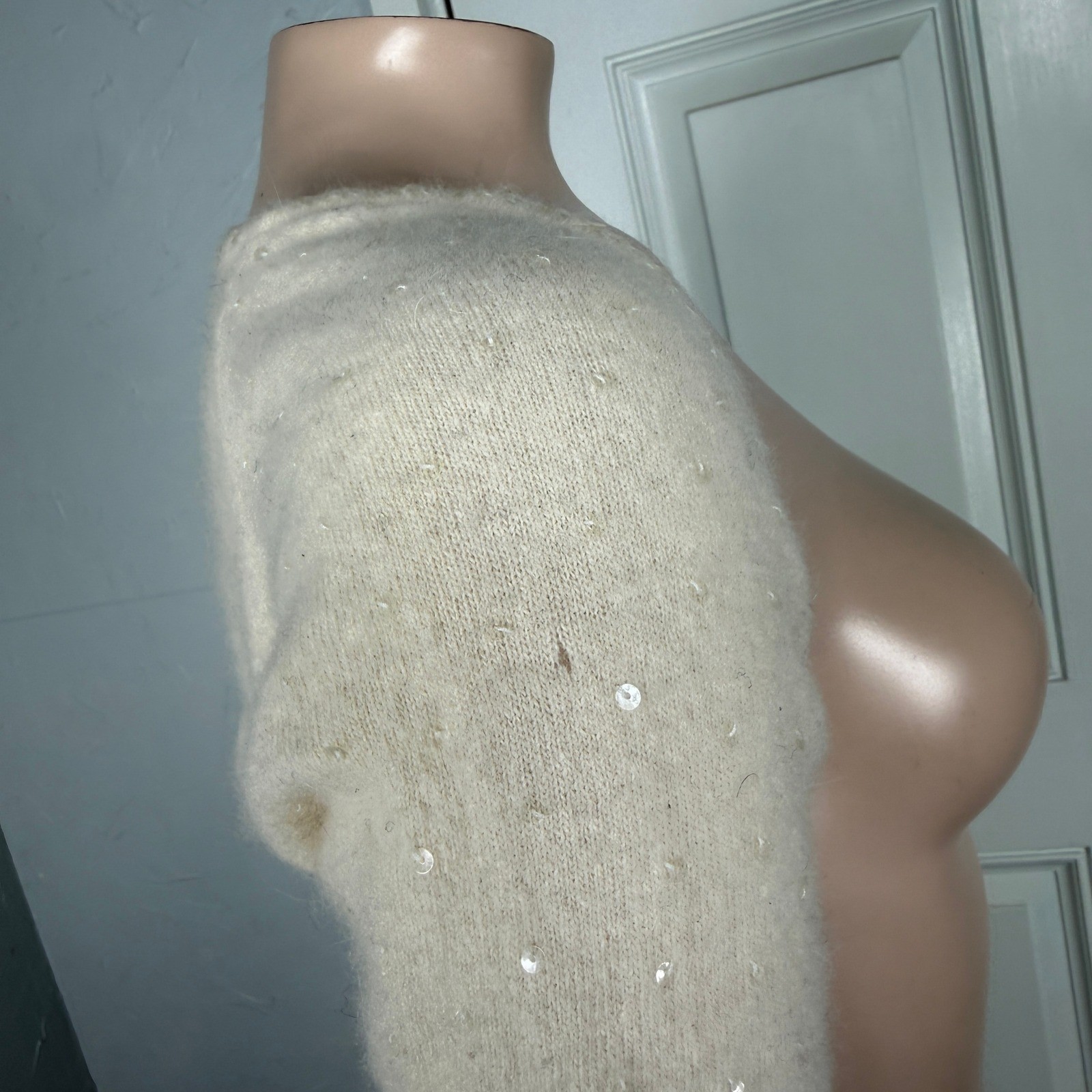 Vintage Y2K DKNY Women’s Sweater Small Bolero Mohair Sequin Cardigan L3-26