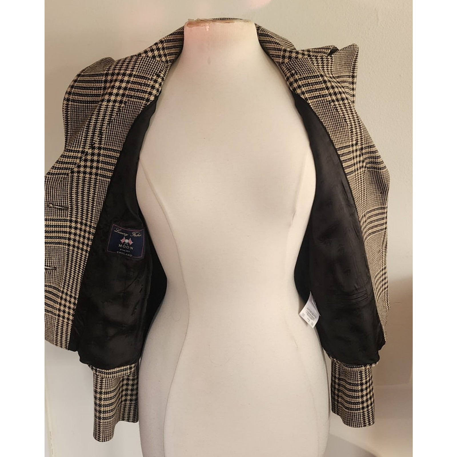 Vintage Y2K Cropped Blazer Houndstooth Wool Jacket Brooks Brothers