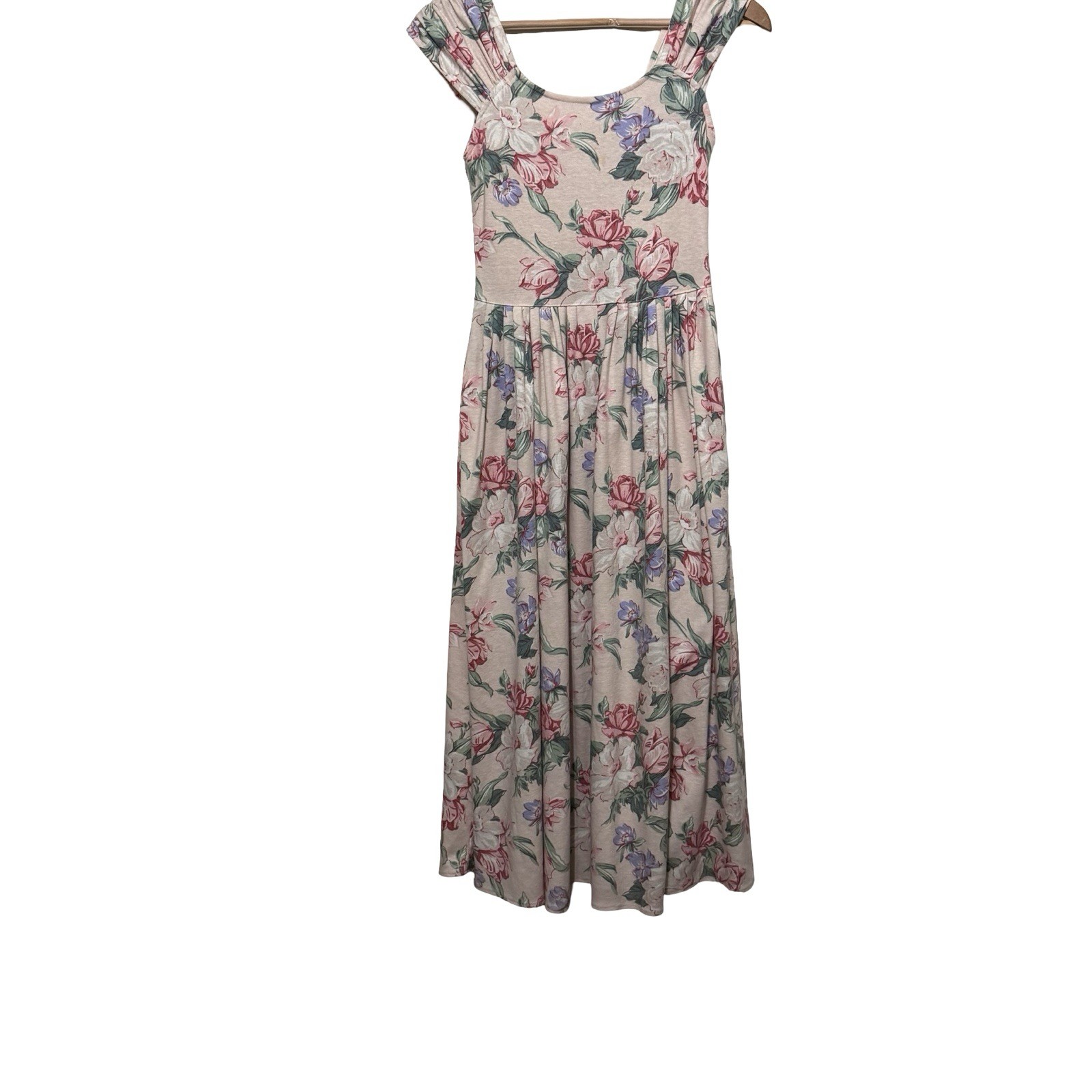 Vintage Carol Anderson California Floral Dress size Medium cottage romantic pink