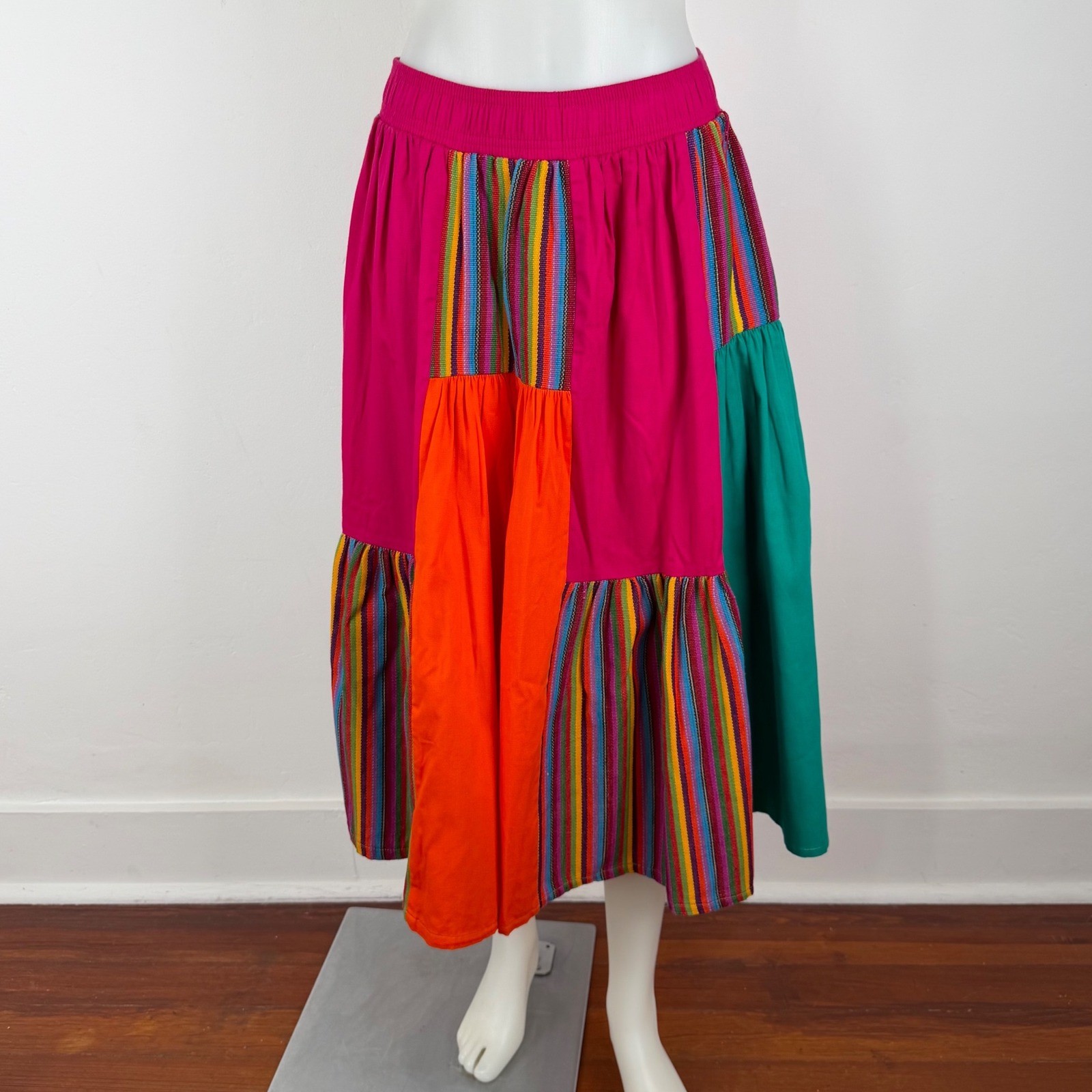 Starfire Vintage 2pc Vest Skirt Set Pink Rainbow Striped Beaded Fringe USA 8 10