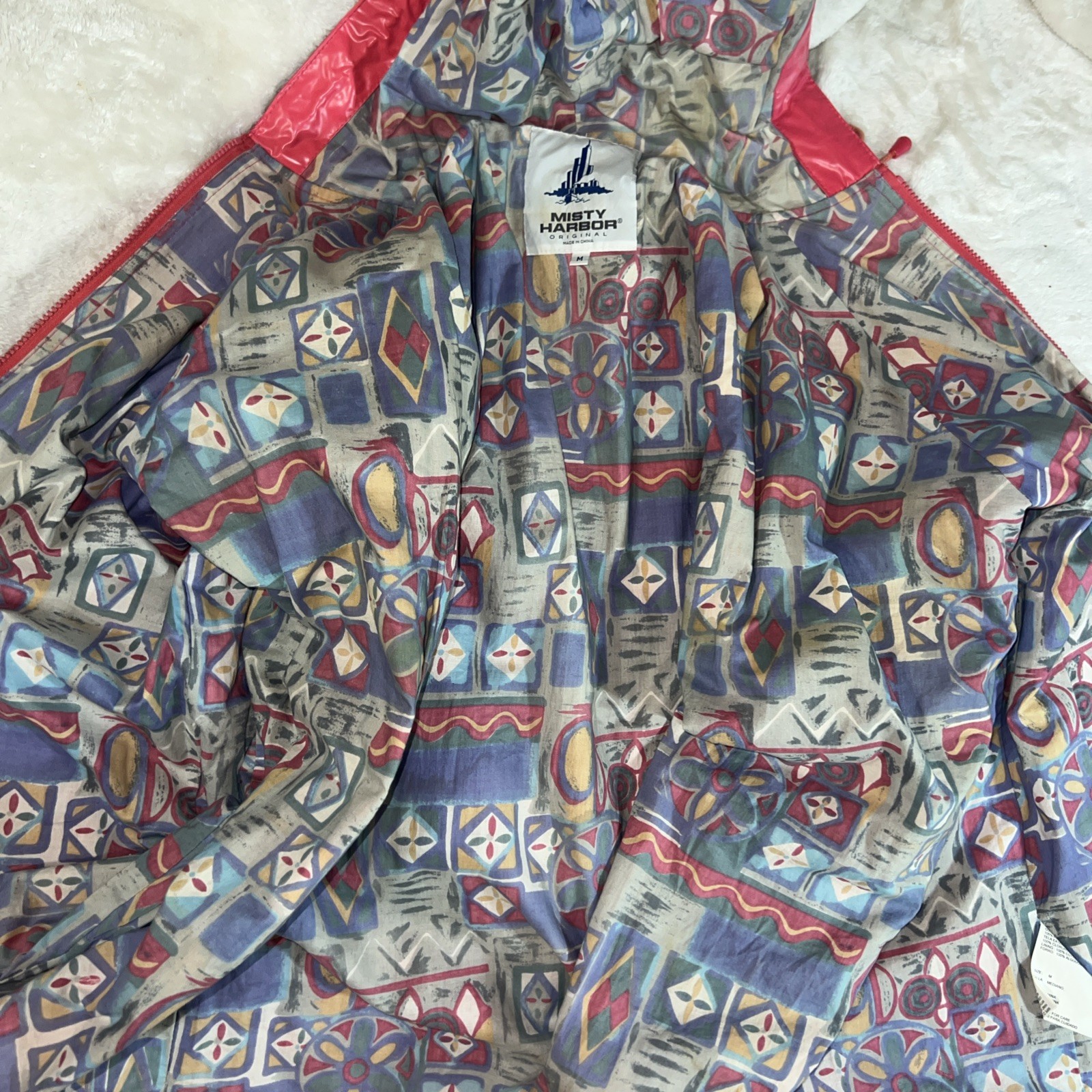 Misty Harbor Slicker Hooded Rain Coat Jacket Spring Y2K Princess Pink Lined