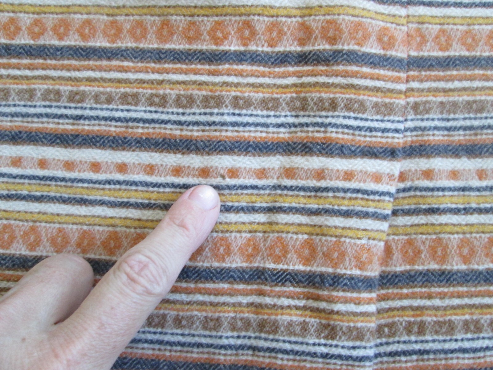 Vintage Pendleton 100% Wool Skirt 14 27″ Waist Orange Brown Stripe Long Fabric
