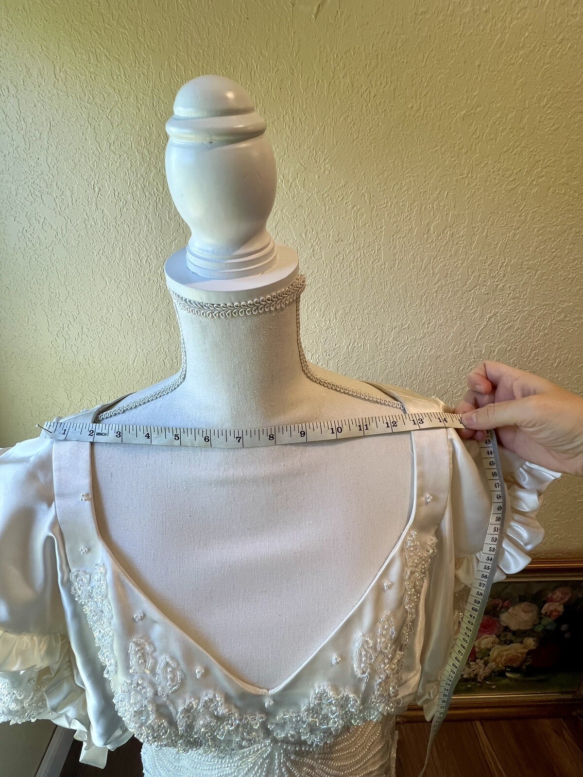 1980s Carlota Alfaro Handmade Beaded Wedding Dress Vintage Ivory Off White