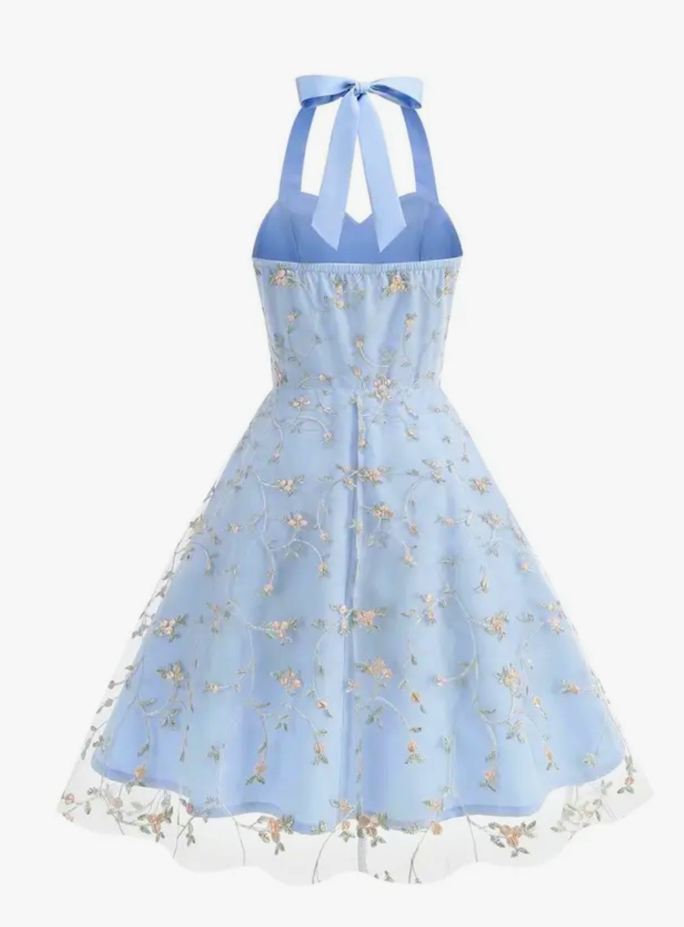 Vintage Light Blue Floral Designs Fairy Dress