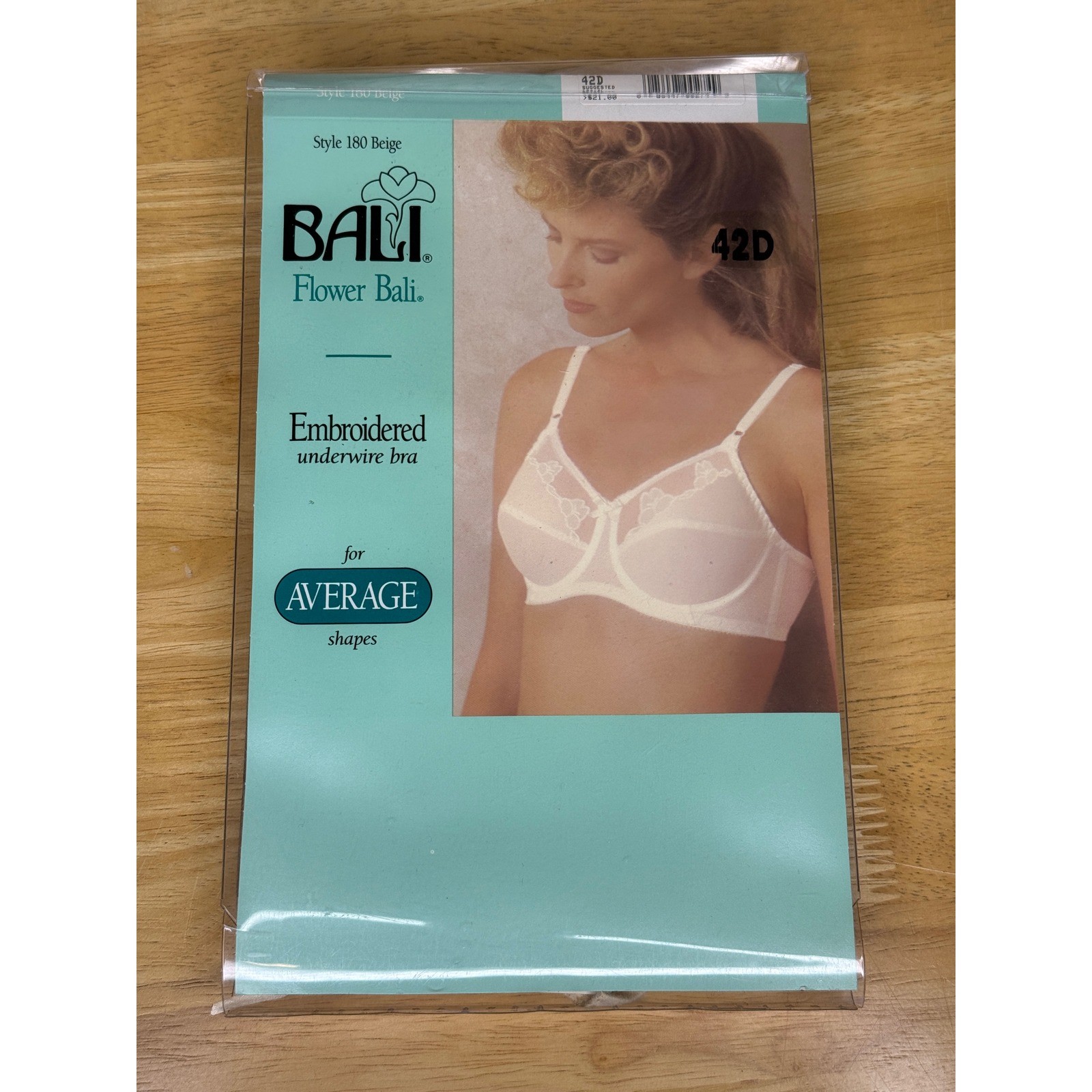 Bali Flower Bali Embroidered Underwire Bra Style 180 Beige 42D Vintage Lingerie