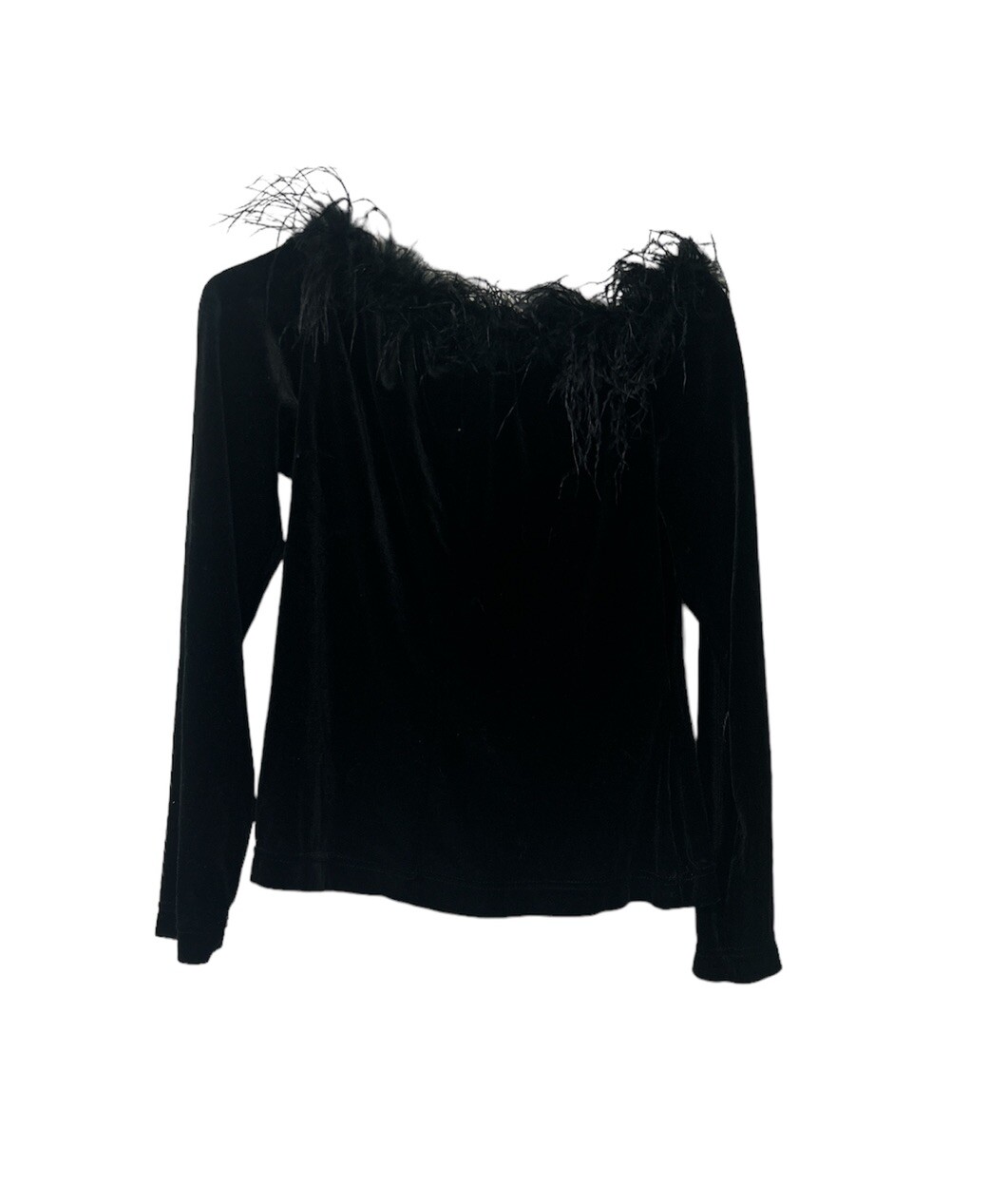 JACKIE JON NEW YORK Vintage Velvet BLACK LONG SLEEVE TOP Size M