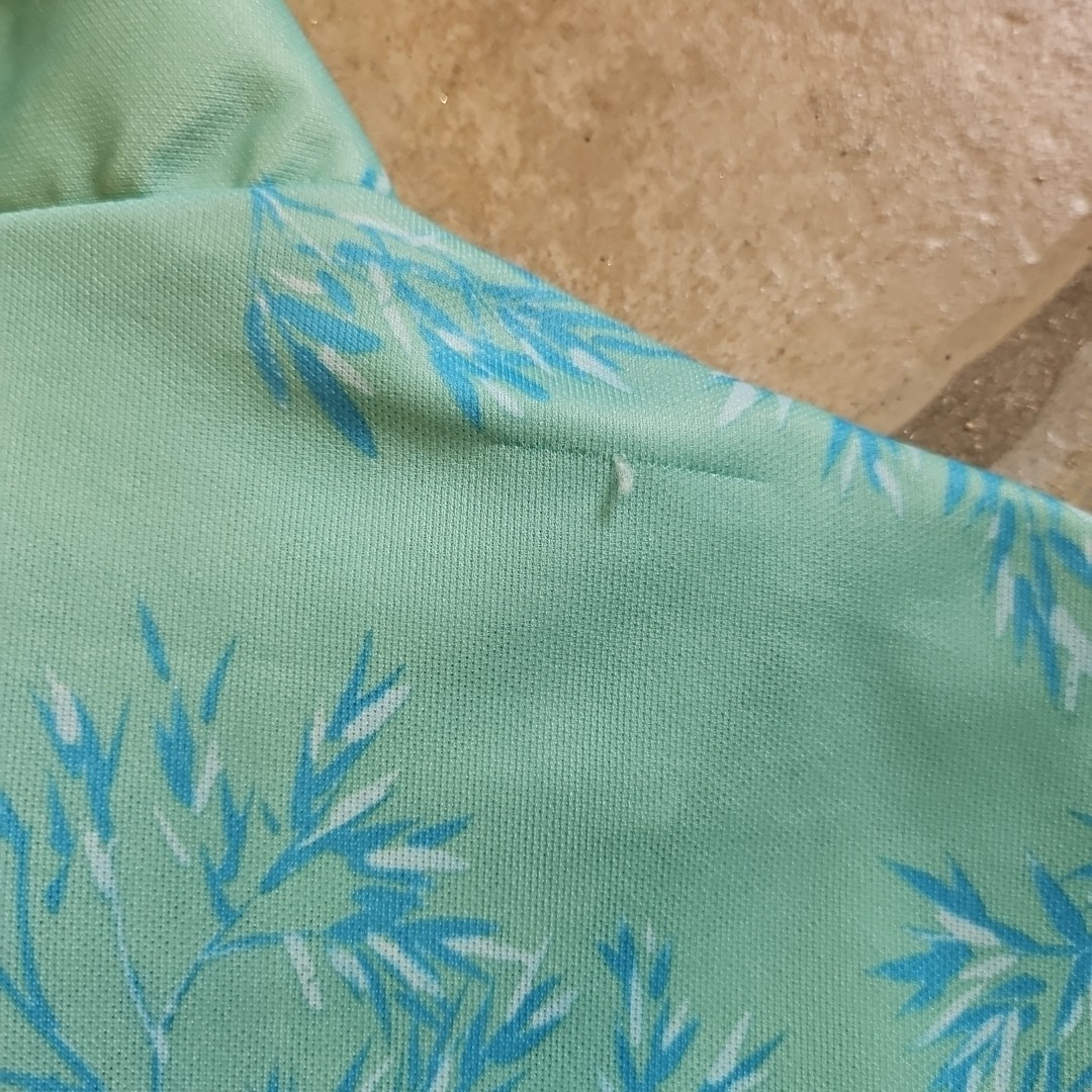 Vtg 70s Asian Pastel Green – Swans Birds Zip Up Robe Lounge Craft Original S/M