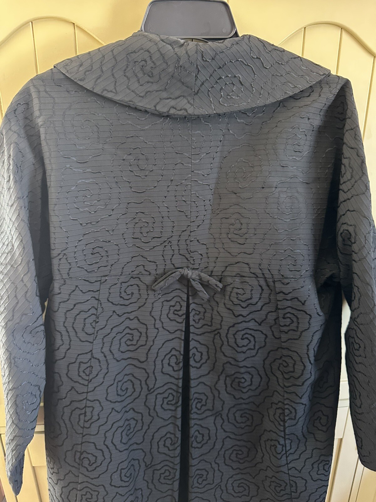 Vintage Cee Dee Swing Coat Jacket Women’s S /M Black Swirl Floral Brocade Formal