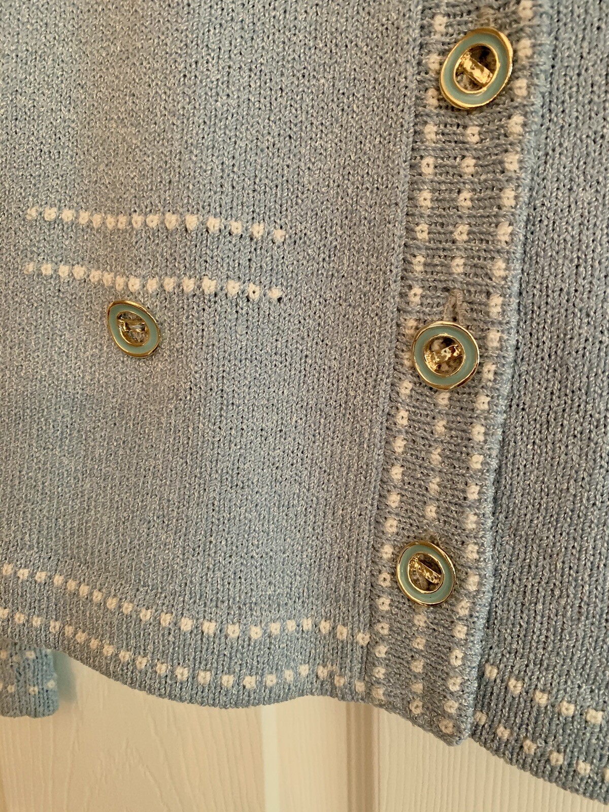 Vintage Blue Cardigan Lillie Rubin Medium Knit Sweater Blazer Jacket Classic