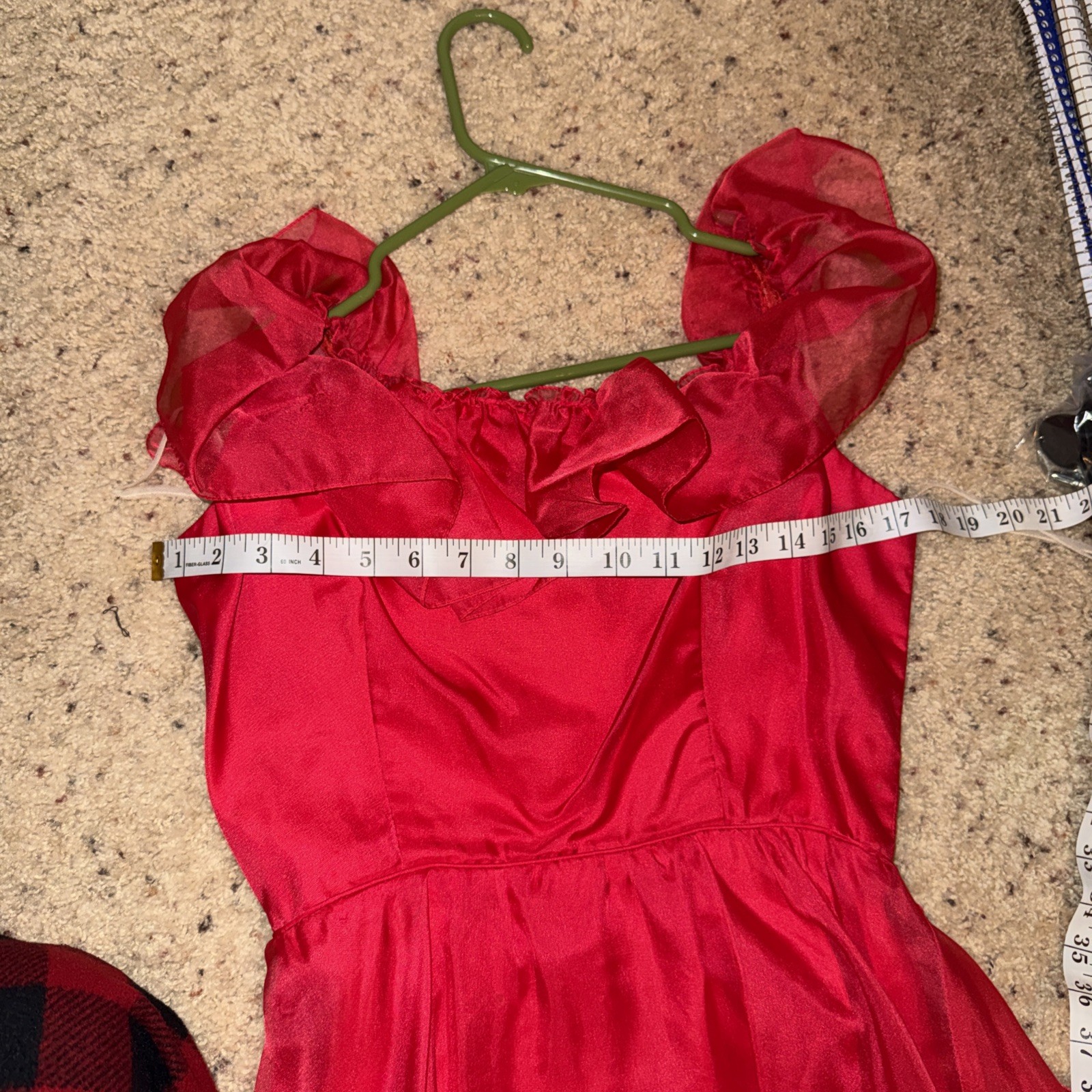 Vintage Handmade Tea Party Vibes Dress Cute Red Bow in Back Gown