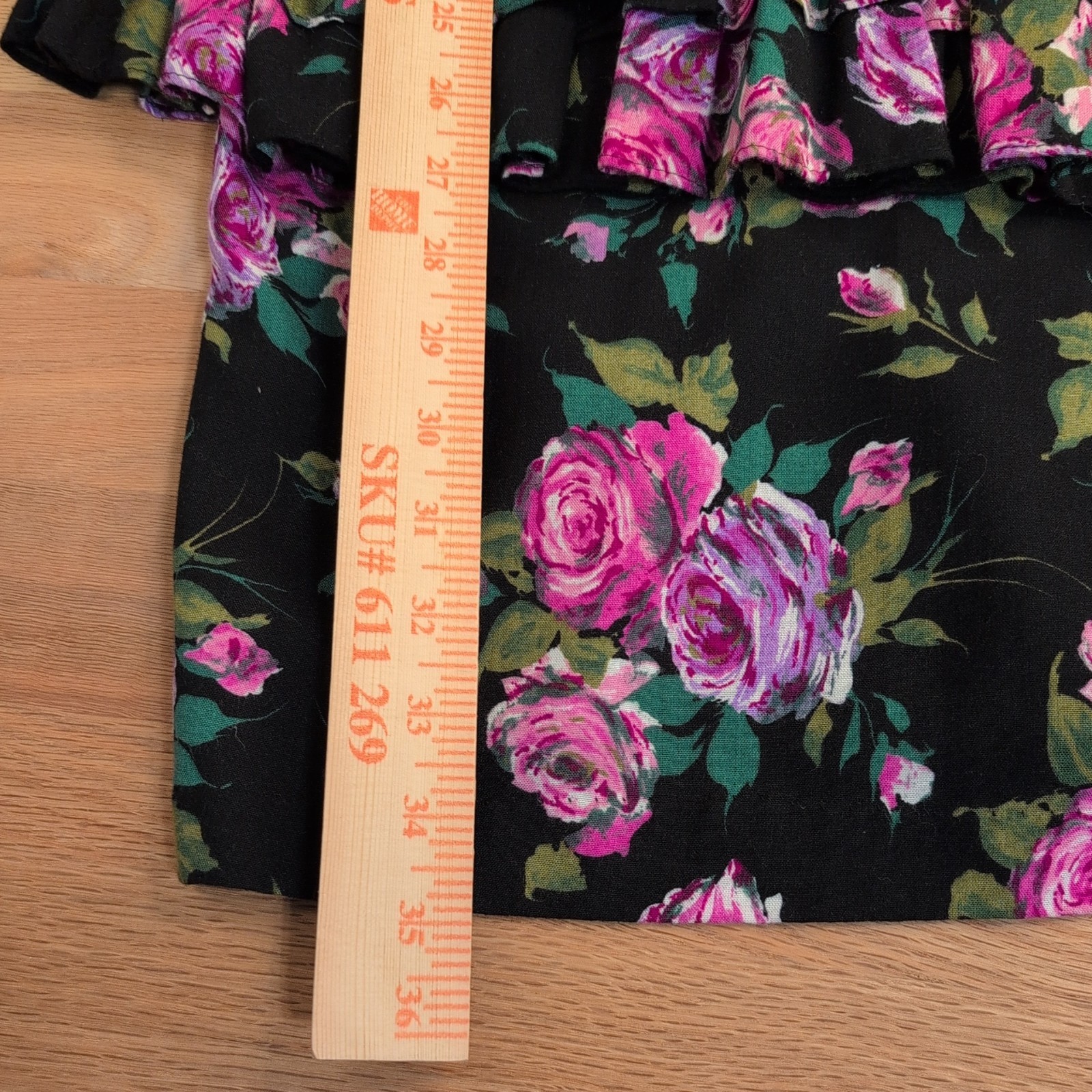 VTG Expo 90s Dress Women 2 Romance Floral Cottagecore Smocked Puff Sleeve Ruffle
