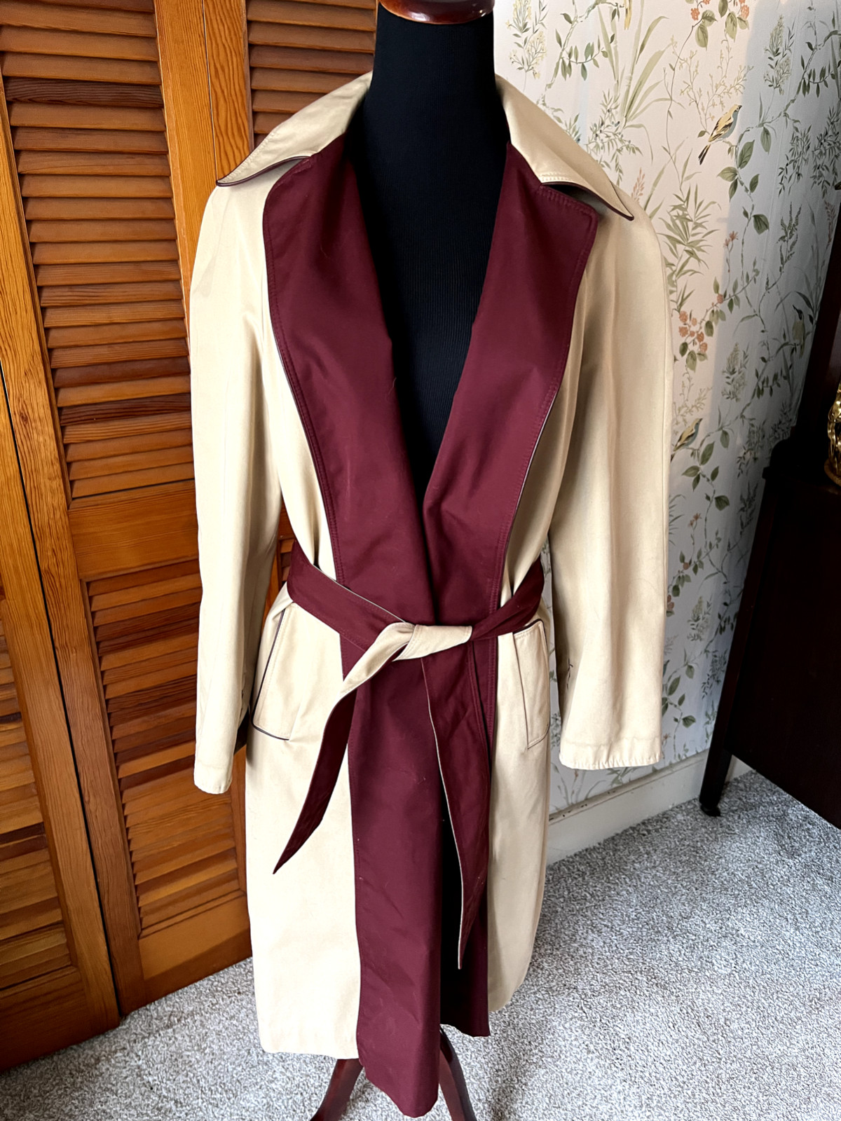 Vintage 1970’s Etienne Aigner Trench Rain Coat Jacket Reversible Size Small