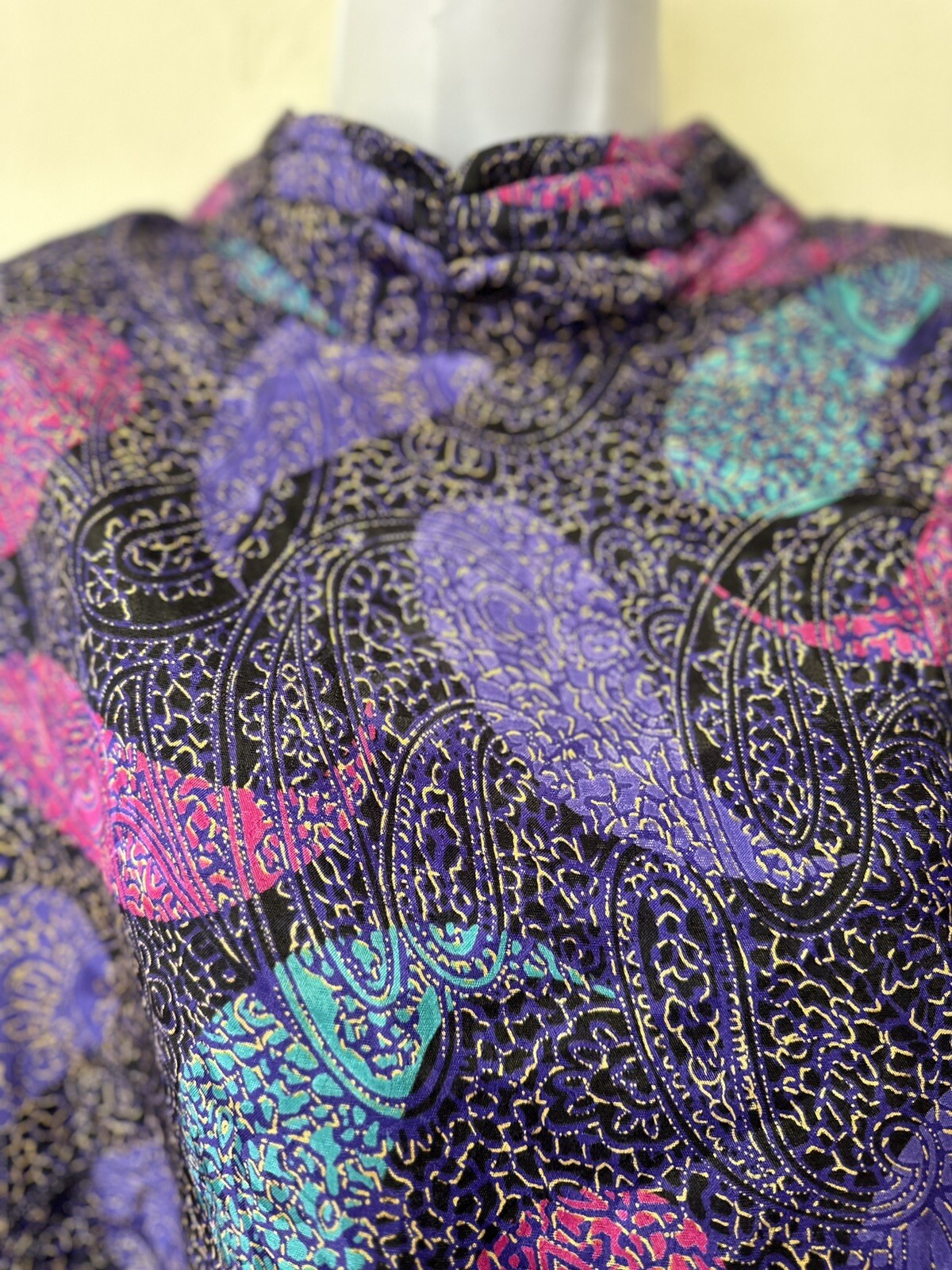 Vintage Sophisticates By Jonathan Martin Blouse Women 16 Purple Paisley Satin
