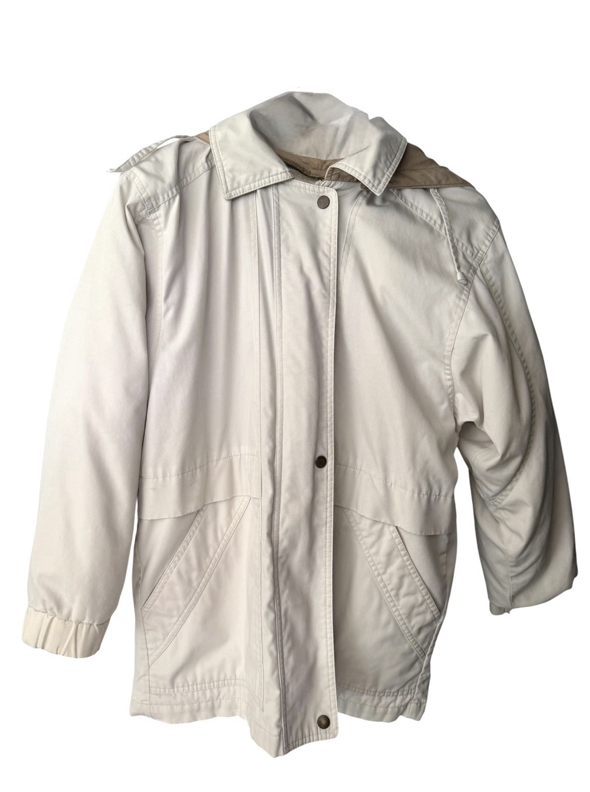 Vintage London Fog Creme Utility Jacket With Hood