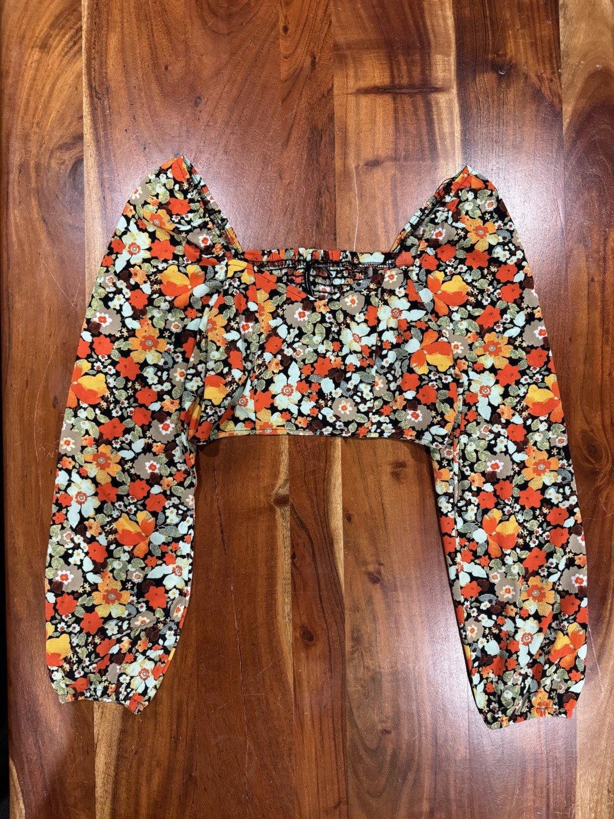 Vero Moda Floral Top & Skirt Set XS S Orange Black Beige Green White Polyester