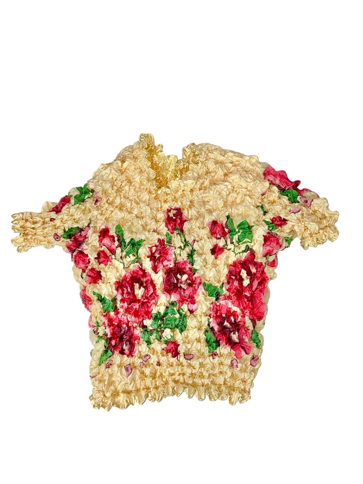 WHIMSICAL FAIRY POPCORN BLOUSE CRINKLE SHIRT MAGIC BUBBLE VTG Y2K RENAISSANCE
