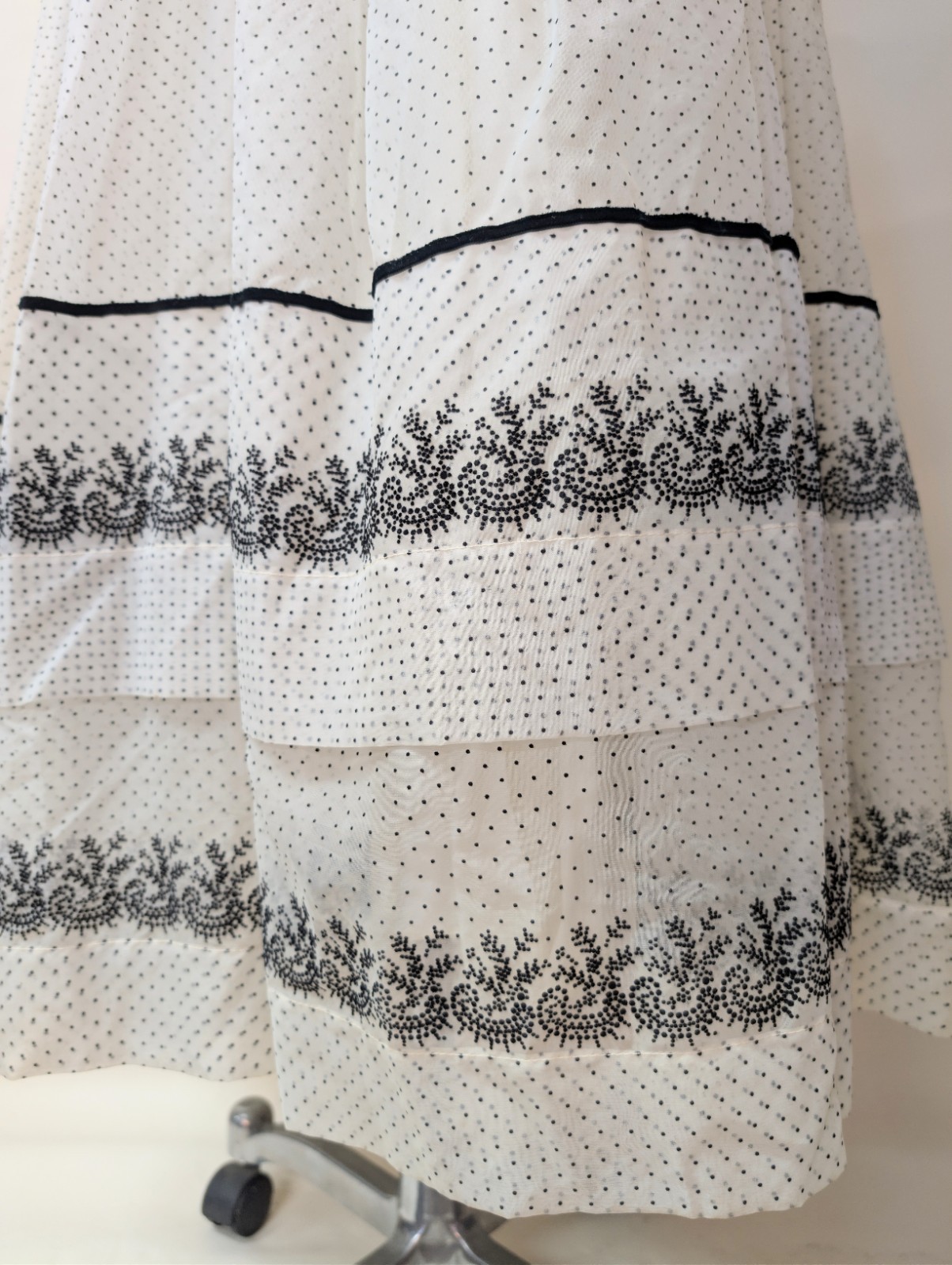 Vintage 50s New Look Flocked Party Dress Polka Dot Cupcake Tulle Prom Wedding