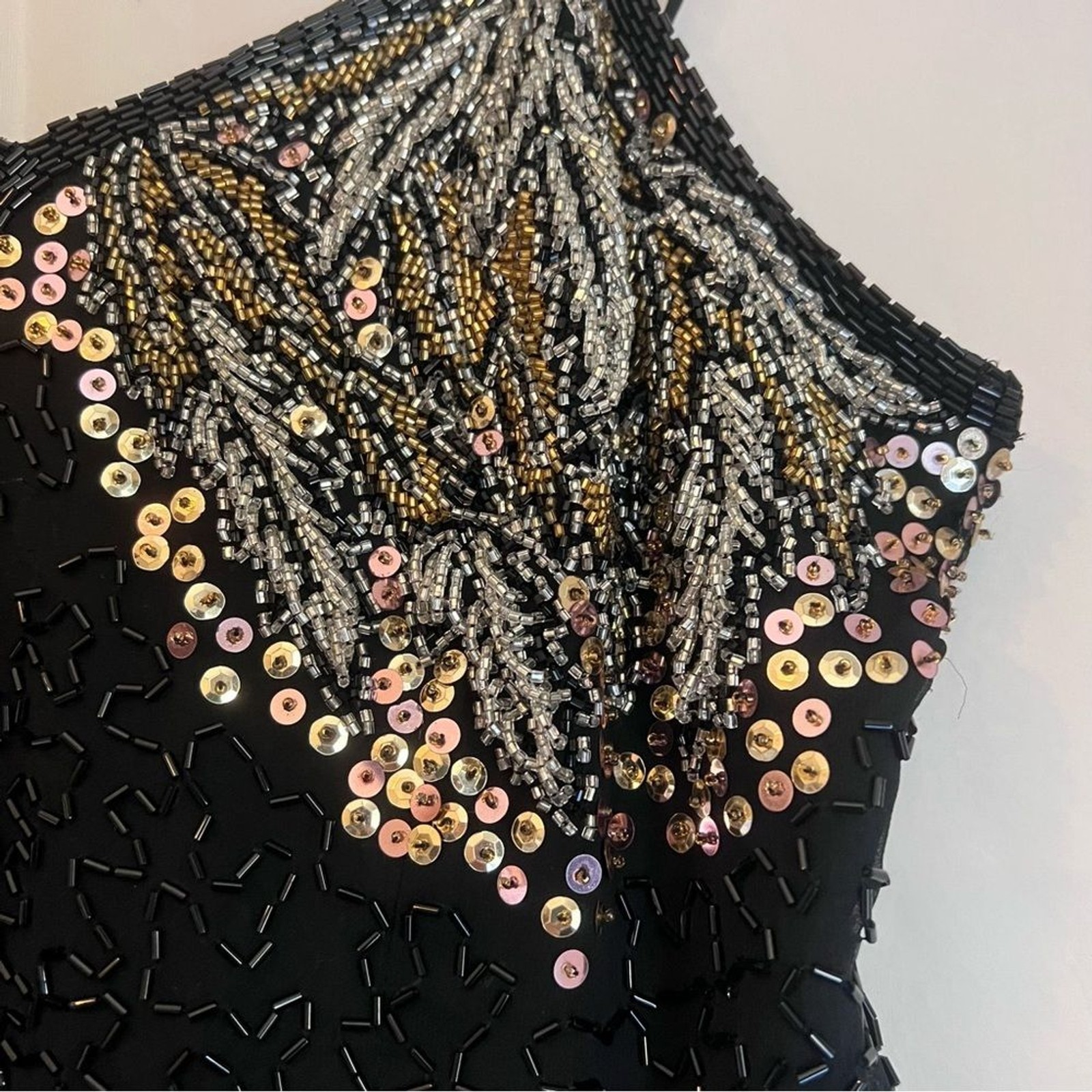 Sho Max Originals Vintage Party Dress Size Small. 100% Silk Beaded Holiday Dress