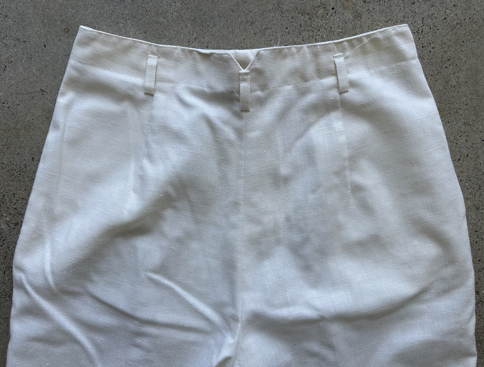 Vintage 70s Panther White Pleated Polyester Rayon & Flax Pants Sz 14 Union Made
