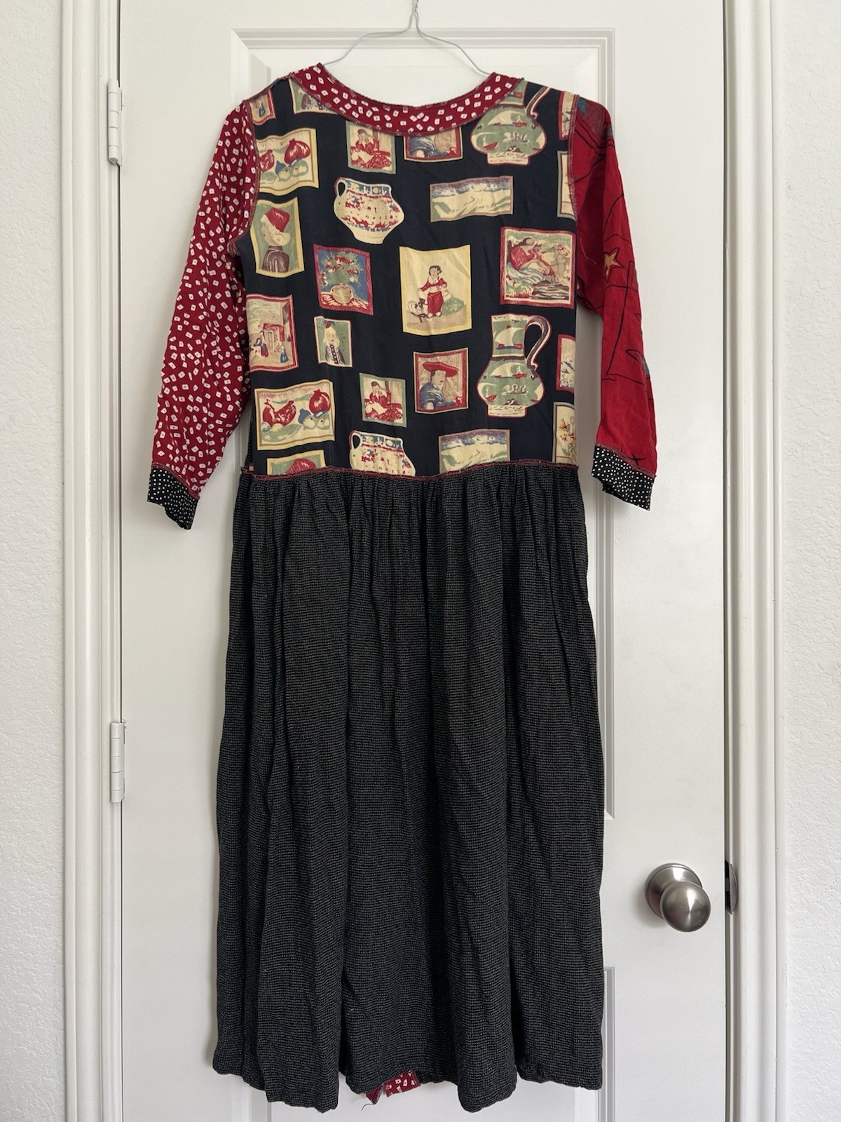 vintage Faith patchwork Boho Maxi Dress 45.5” Long