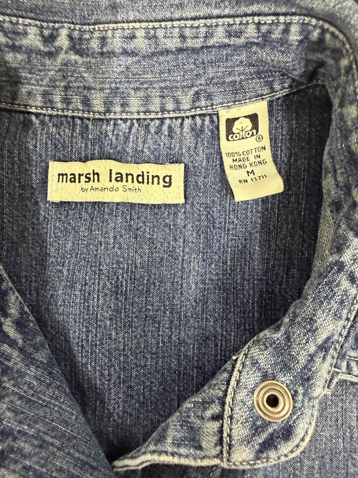 Vintage Marsh Landing By Amanda Smith Woman’s Front Snap Denim 100% Cotton